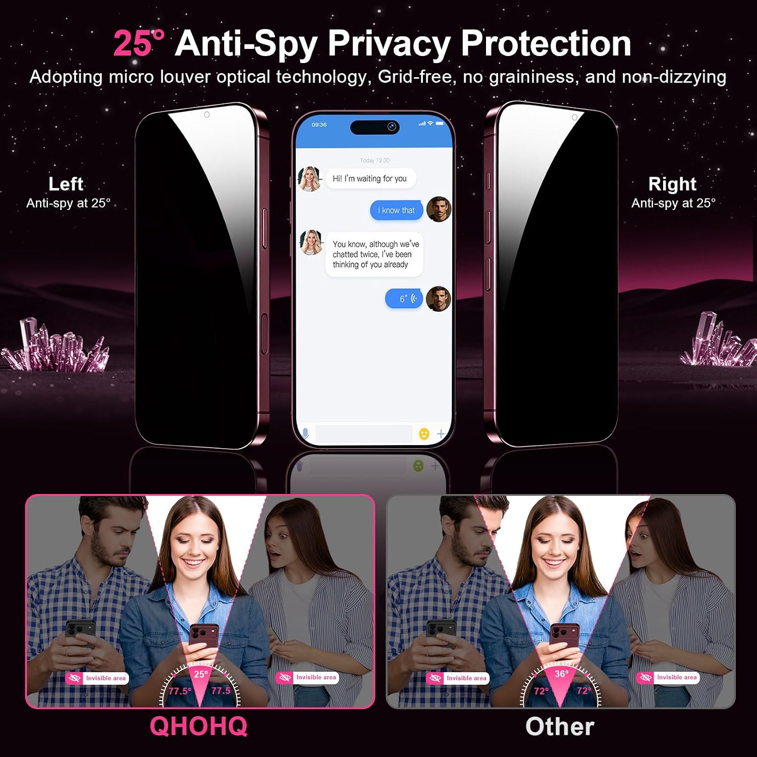 Thumbnail 2 de QHOHQ iPhone 18 Pro Max 6.9 Inch Privacy Screen Protector, 9H+ Glass