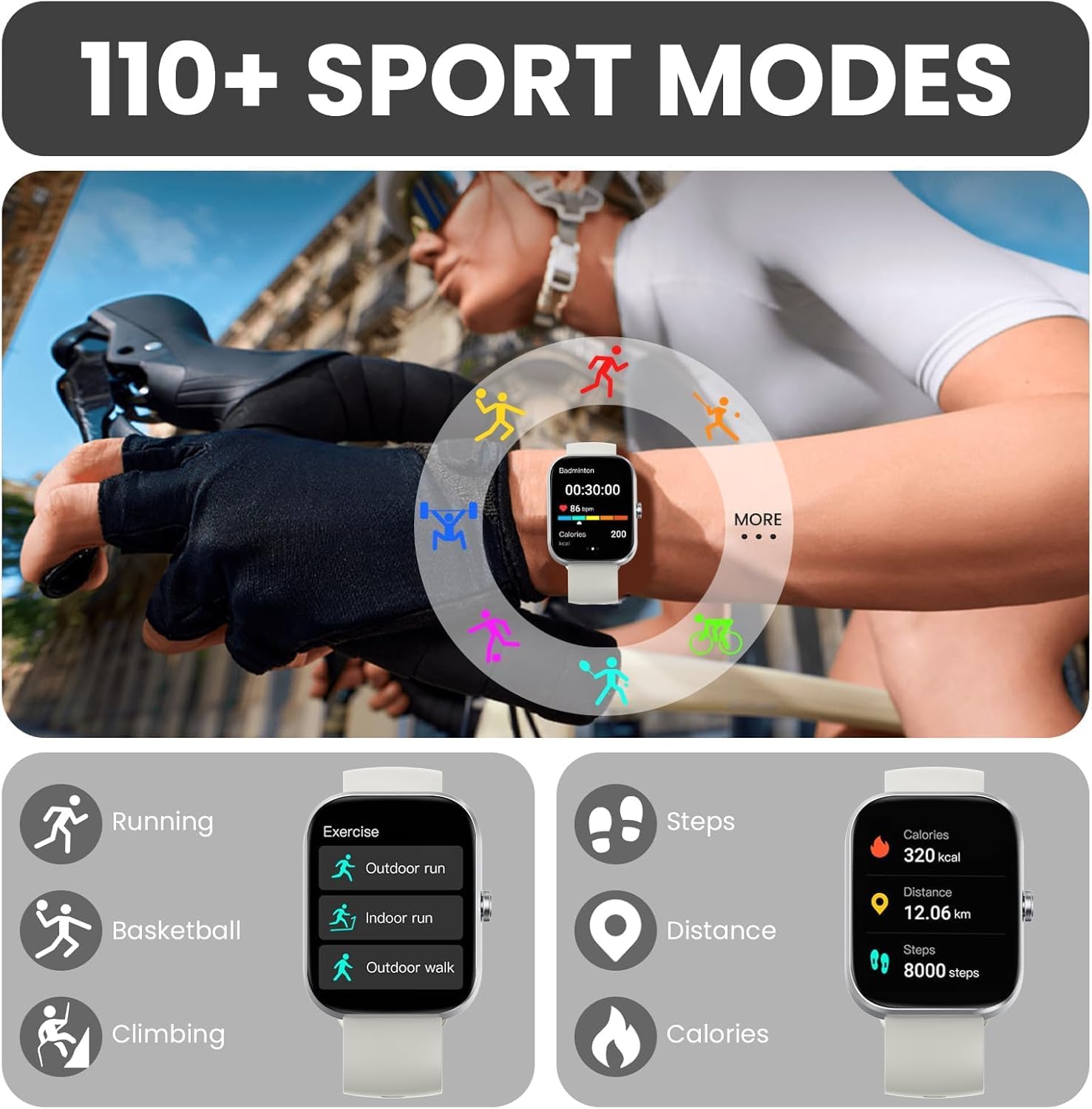 Detalle de Smart Watch for Men & Women with 1.91" HD Screen, Bluetooth Calling, IP68 Waterproof