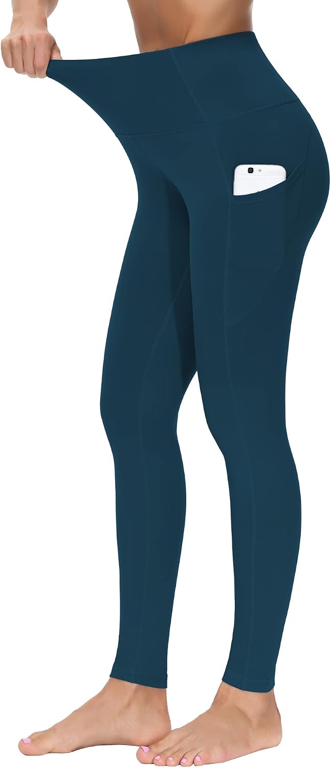 Detalle de THE GYM PEOPLE Thick High Waist Yoga Pants with Pockets (Tummy Control) for Women