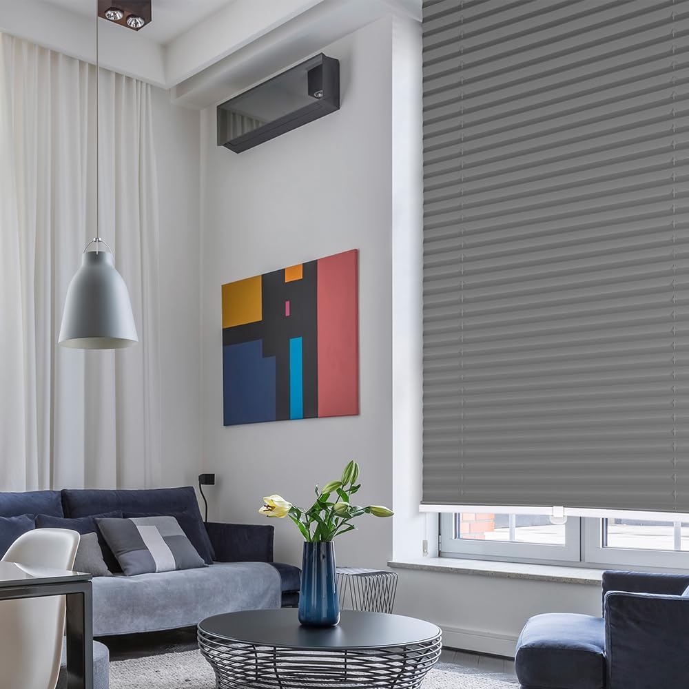 Thumbnail 4 de Sekey Plissee ohne Bohren Verdunkelung (Klemmfix) 110 cm breit, 110x130 cm, Dunkelgrau