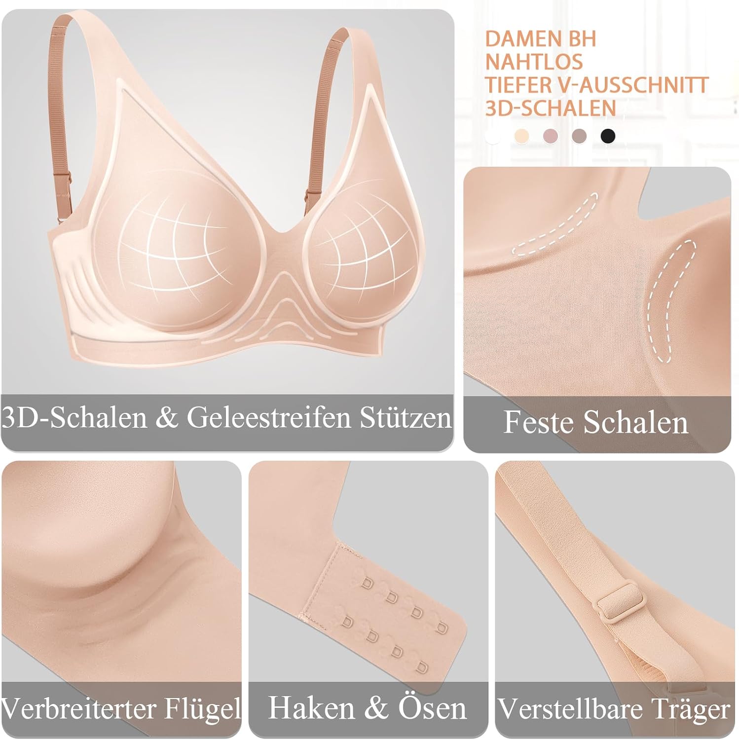 Detalle de Ganado Damen BH V-Ausschnitt ohne Bügel