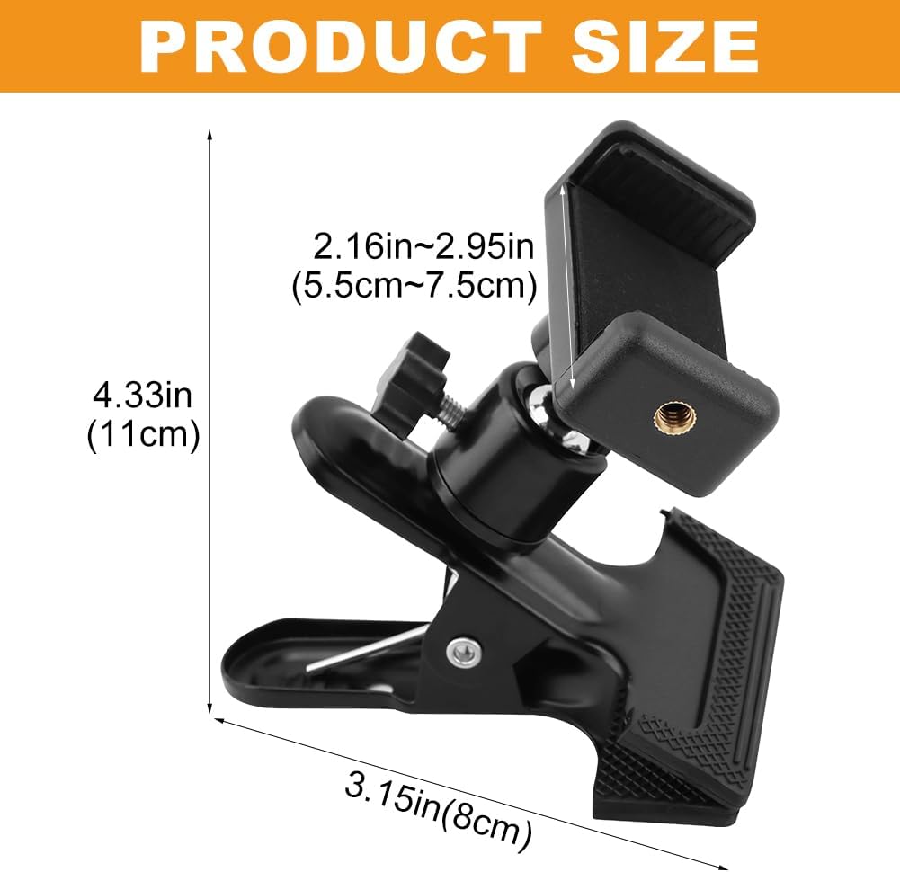Detalle 2 de YOSINXU 22432609 Guitar Phone Holder, 360° Ball Head, 1/4-Inch Adapter