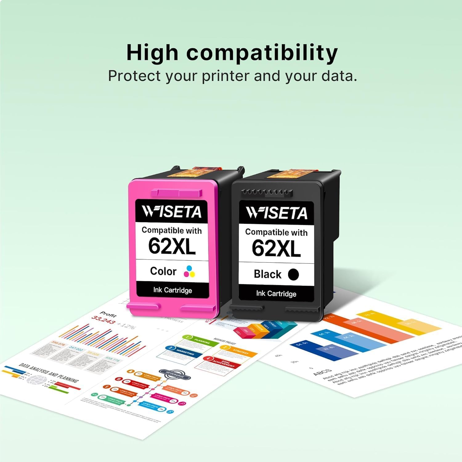 Detalle 2 de 62 XL 62XL Black and Colour Ink Cartridges Twin Pack for HP 62/62XL — 2-pack Replacement