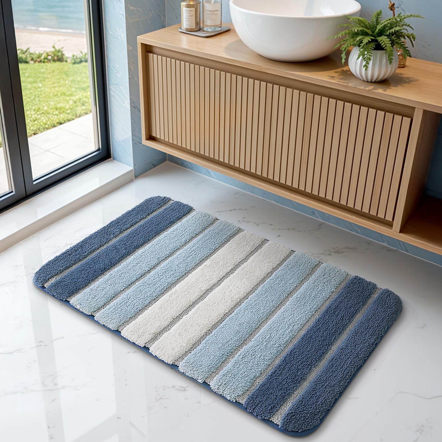 Thumbnail 6 de DEXI Tapis de salle de bain antidérapant 40 x 60 cm, extra doux, lavable en machine (bleu)