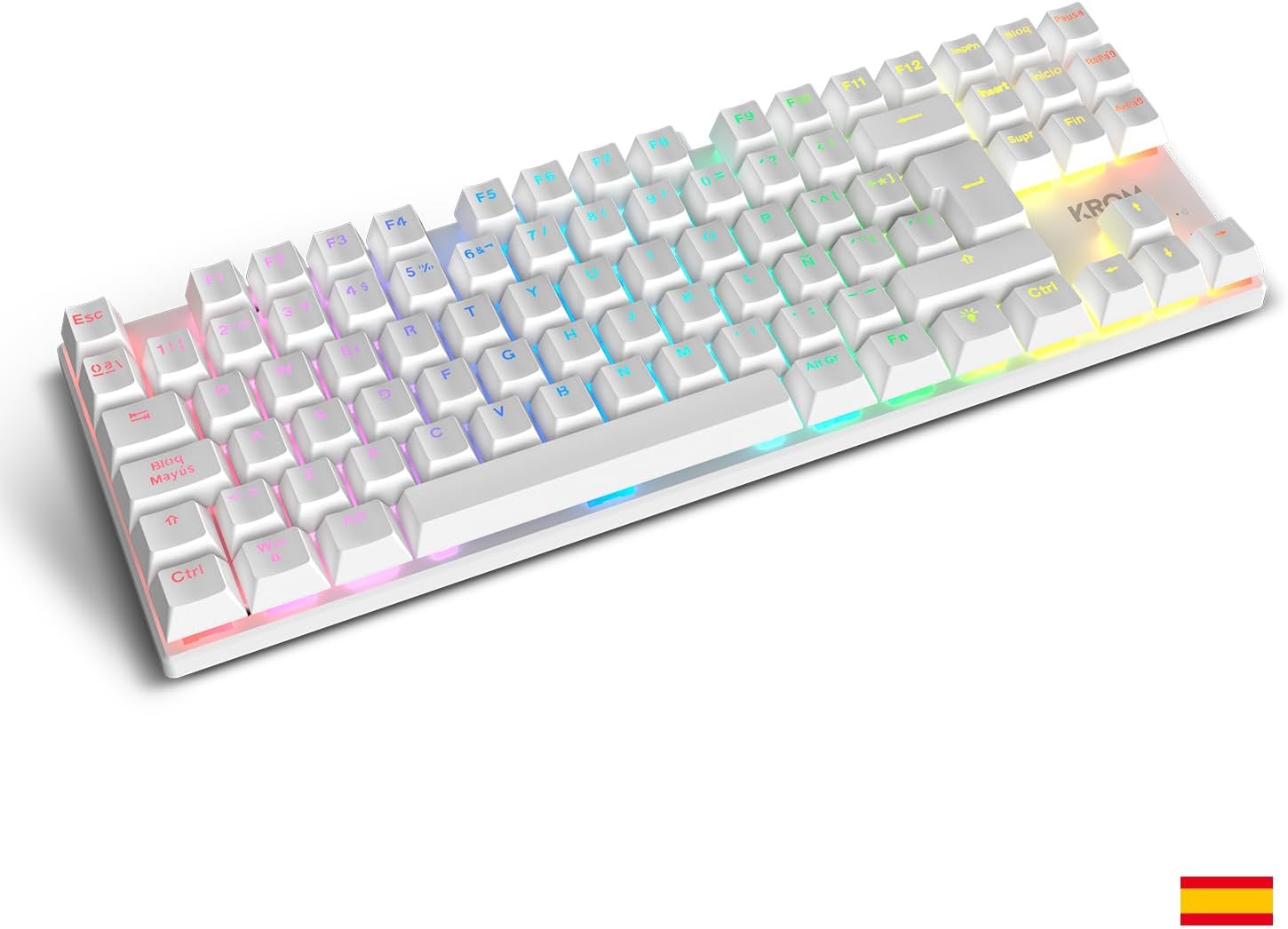 Detalle 2 de KROM Klass 4 w 1: biały zestaw gamingowy TKL, RGB, hiszpański układ