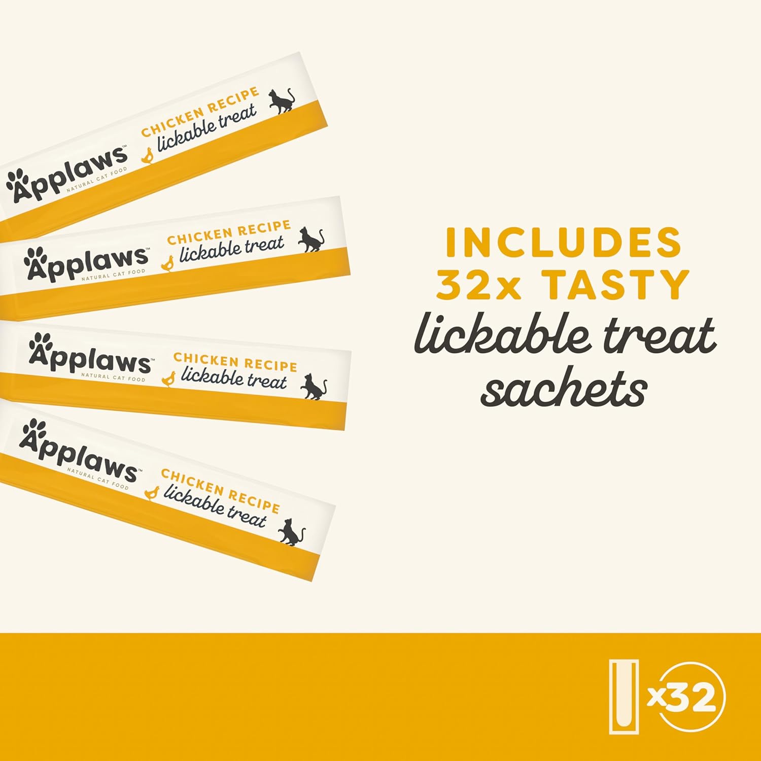 Thumbnail 1 de Applaws Chicken Creamy Lickable Cat Treats: Grain-Free Chicken Purée for Cats and Kittens (32 x 15g)