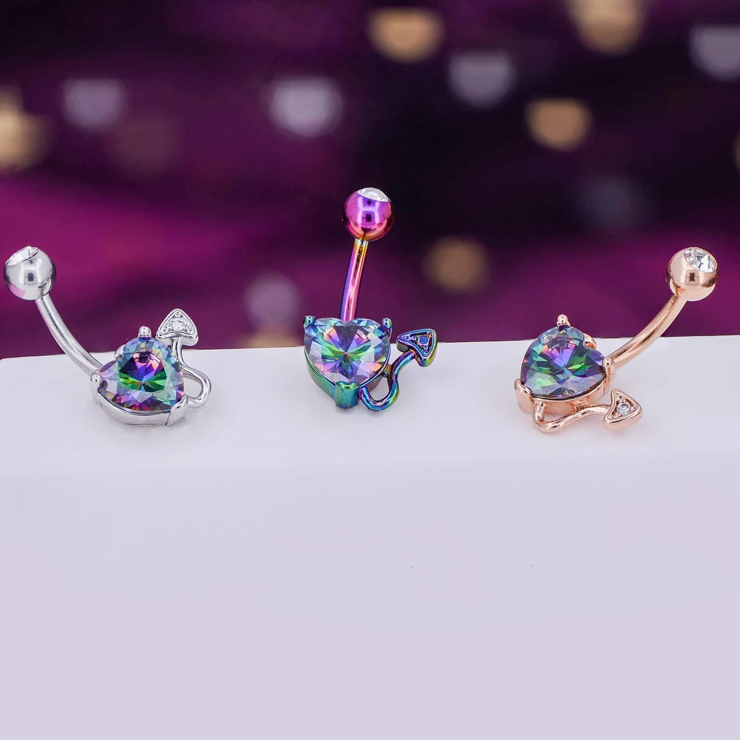 Thumbnail 4 de OUFER 14G Piercing Nombril Cœur Zircone