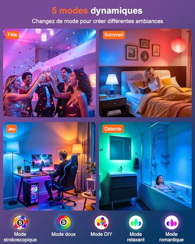 Detalle 2 de DUSKTEC Ampoule LED RGBW E27 12W avec Télécommande — Éclairage intelligent sans WiFi