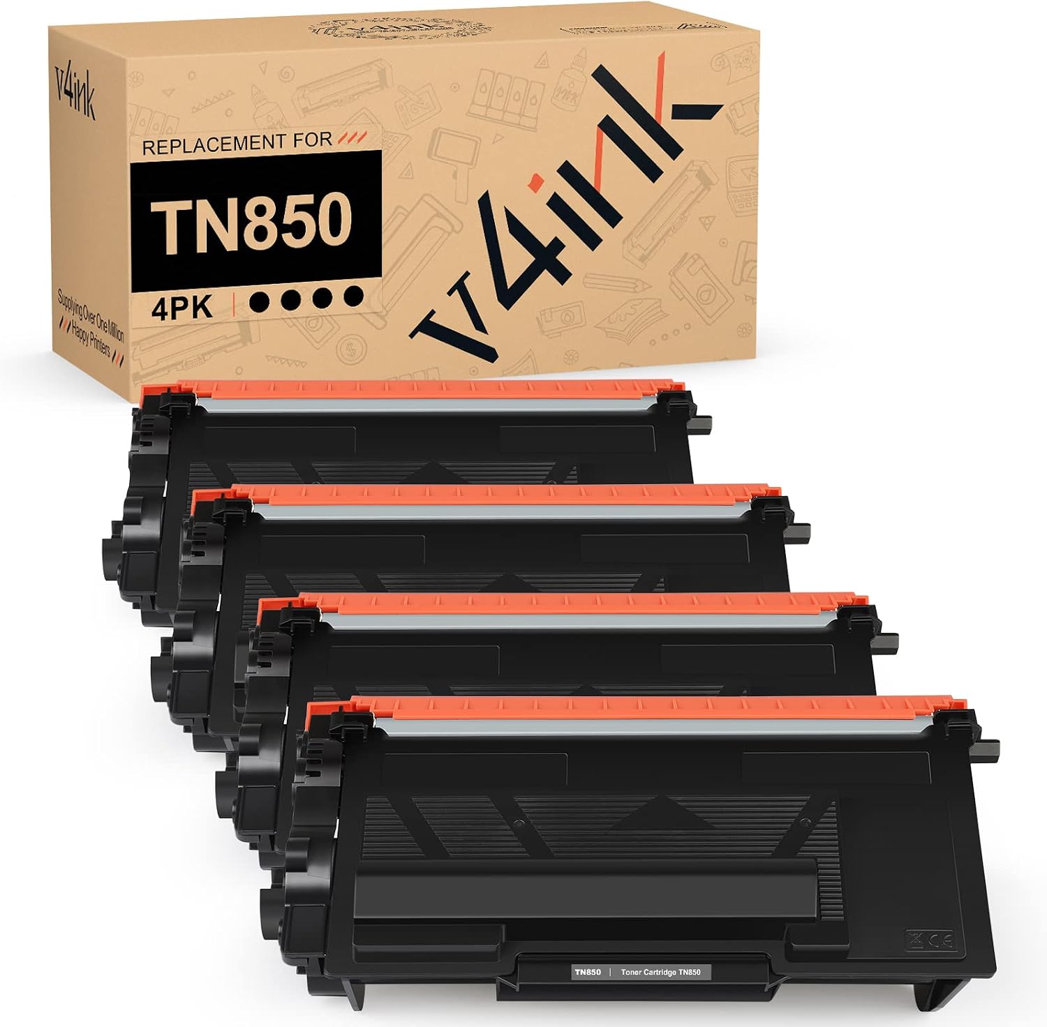 Detalle de v4ink TN8504PK Black Toner Cartridge 4-Pack, 8,000-Page Yield Each