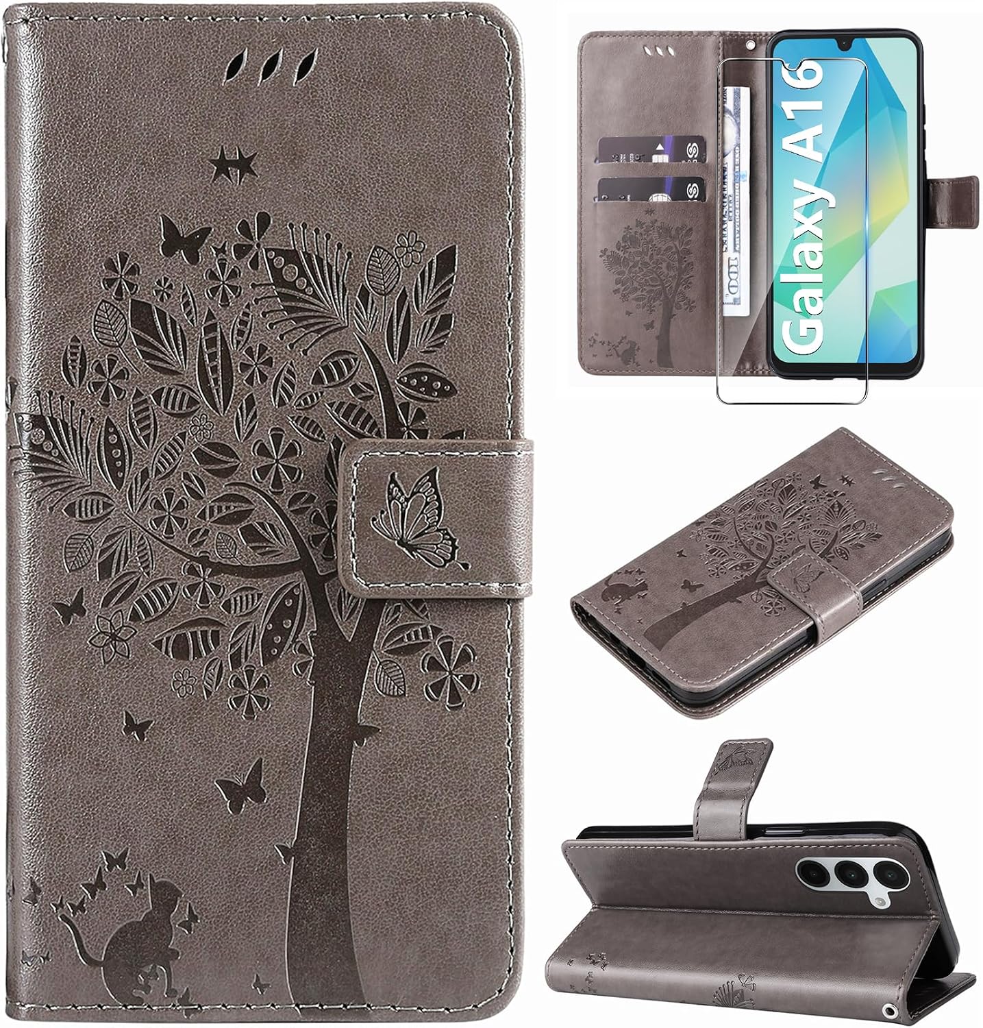 Thumbnail 6 de Hancda Leather Wallet Case with Tempered Glass for Samsung Galaxy A57 5G – Purple
