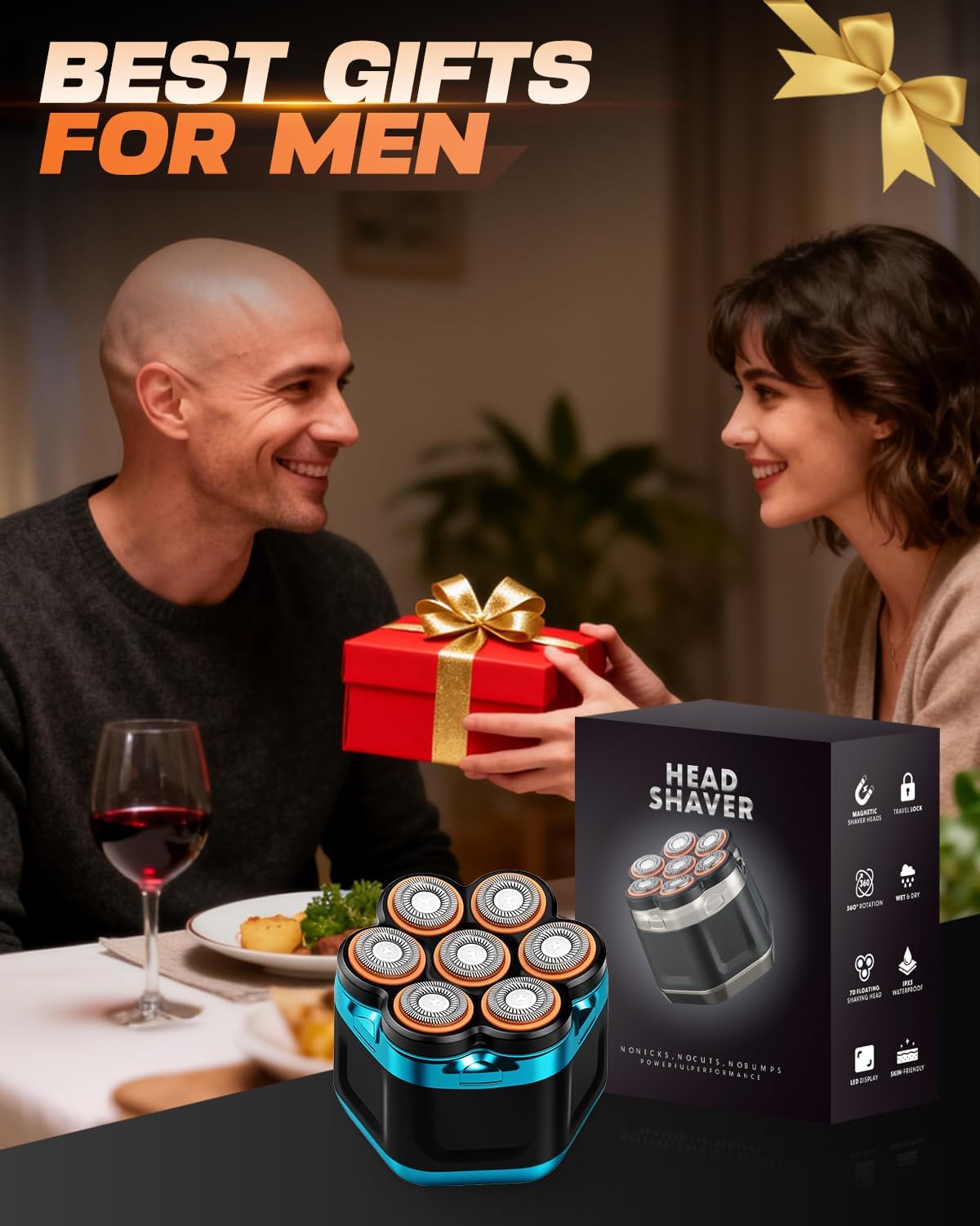 Thumbnail 6 de Zenmos Mens Head Shaver Bald – 7D Electric with LED Display, IPX5 Waterproof, Magnetic Blade Head (Blue)