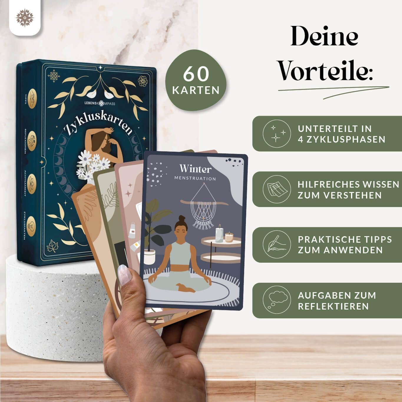 Detalle 2 de LEBENSKOMPASS Zykluskarten 60 Achtsamkeit