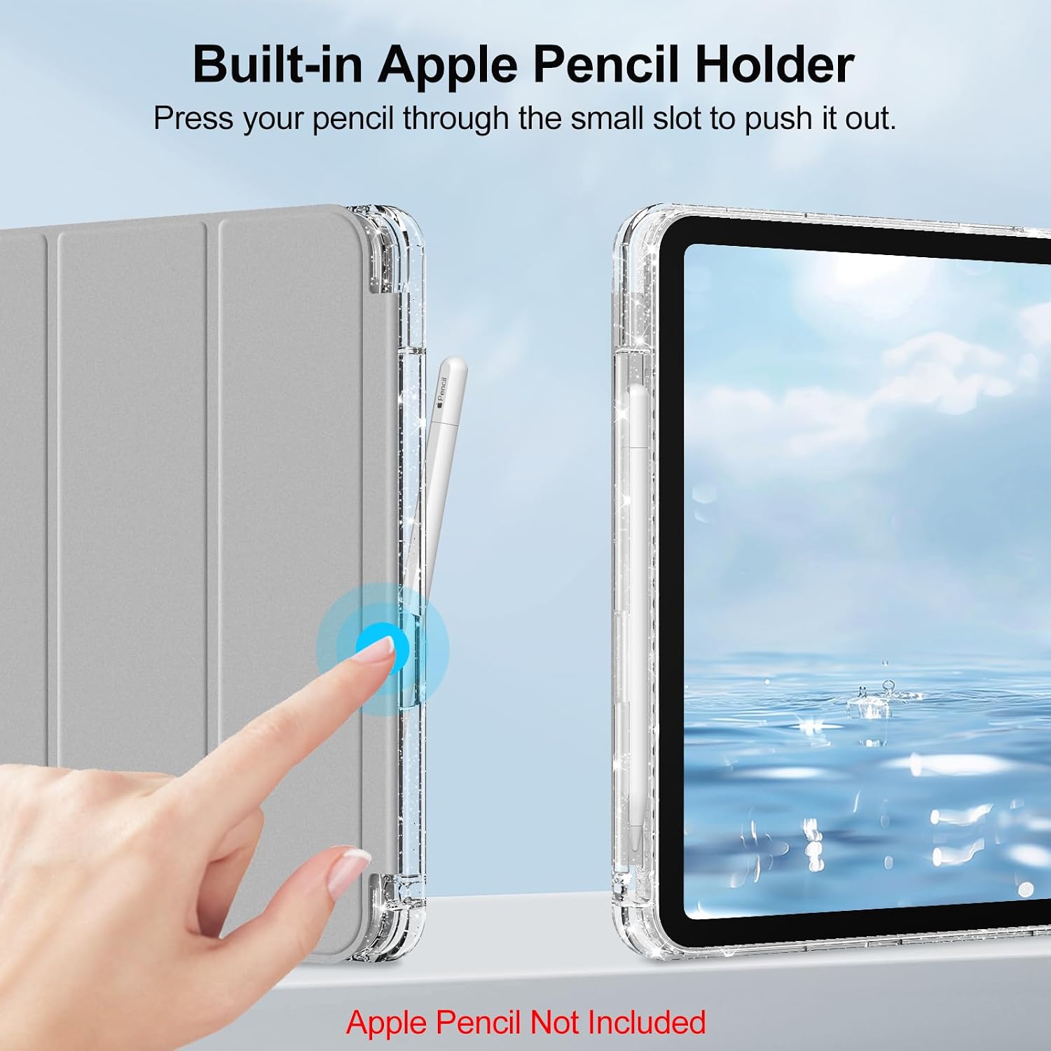 Thumbnail 5 de FINTIE Glitter Case for iPad (A16/A10 Gen) 11-Inch 2025 & 10th Gen 2022 – Built-in Pencil Holder, Sparkly Back