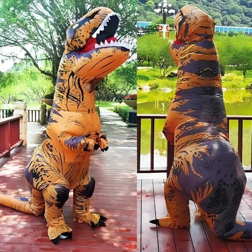 Thumbnail 7 de JASHKE Costume gonflable T-Rex pour adulte, marron, taille unique