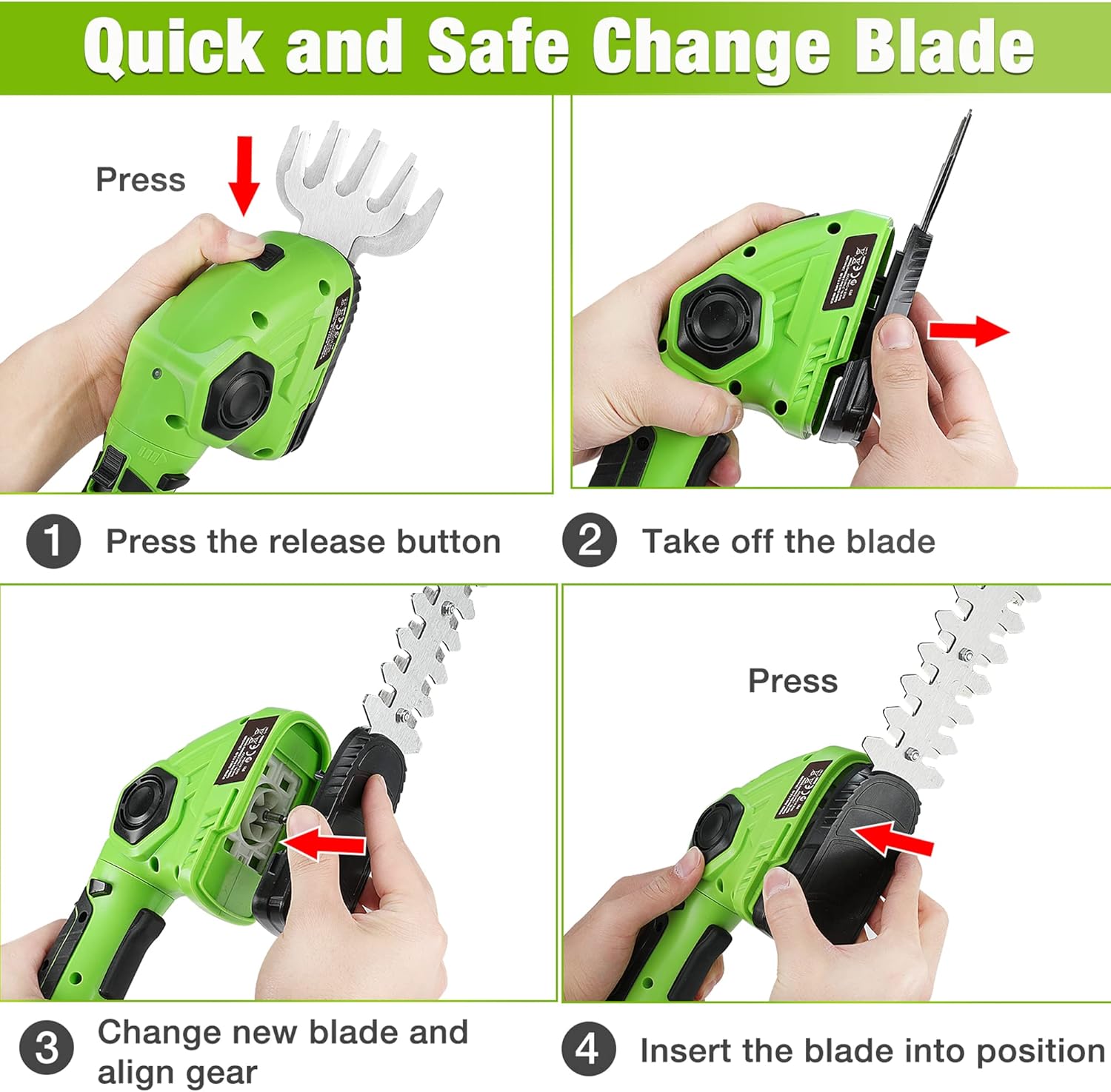 Thumbnail 6 de WORKPRO 2 in 1 7.2V Cordless Hedge Trimmer & Grass Shear with Lithium-Ion Battery