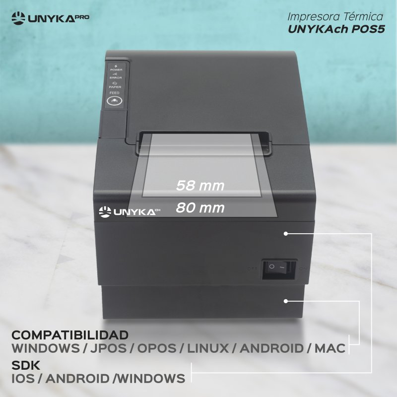 Thumbnail 2 de UNYKAch POS5: Impresora de Tickets Térmica USB/LAN con Corte Parcial