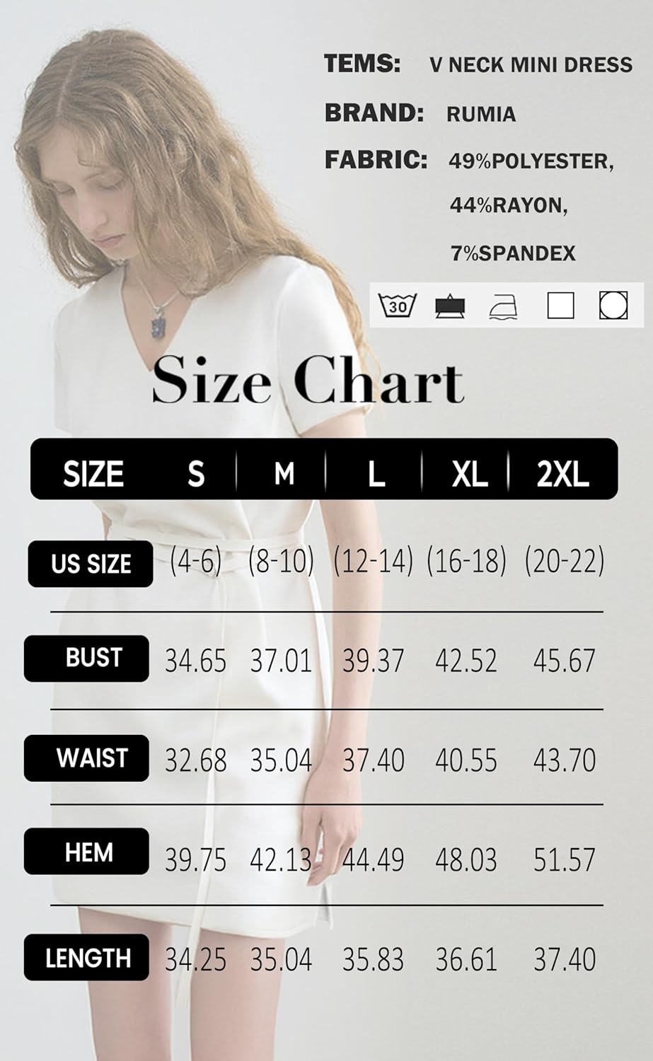 Detalle 2 de RUMIA Summer Dress for Women 2026: V-Neck Casual Sundress