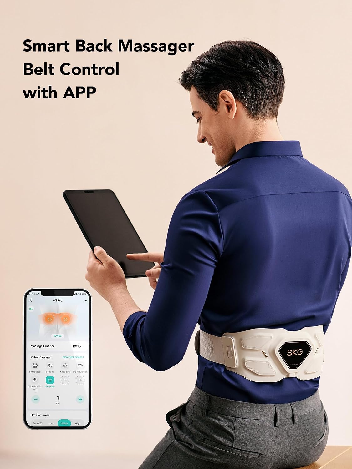 Detalle 2 de SKG Lower Back Massager adjustable cordless heating pad
