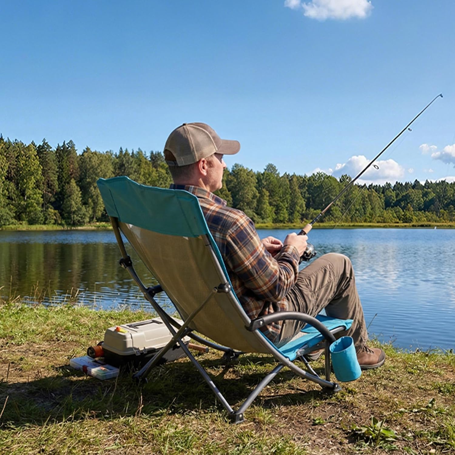 Thumbnail 1 de VEVOR Folding Beach Chair: High Back, Heavy-Duty 330 lbs, 2-Pack (Light Blue)
