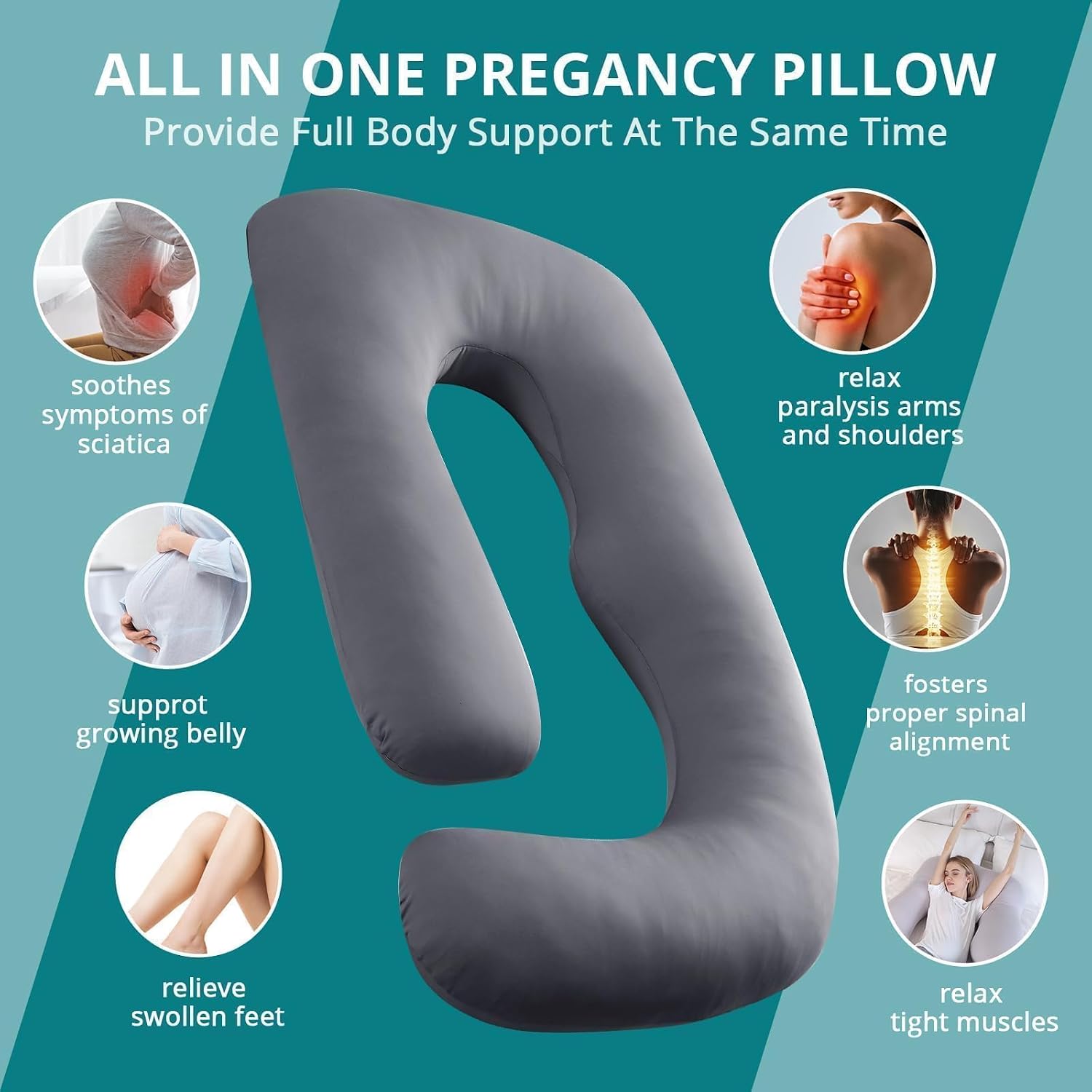 Thumbnail 5 de Sasttie 4.0 U-Shaped Pregnancy Pillow, 57-Inch Cooling Full-Body Support