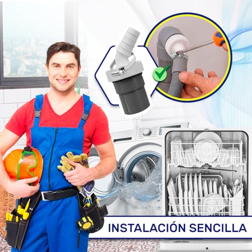 Detalle de Adaptador Empalme Desagüe Lavadora y Lavavajillas MONTERAL (Ø40 mm salida, Ø18-23 mm entrada)