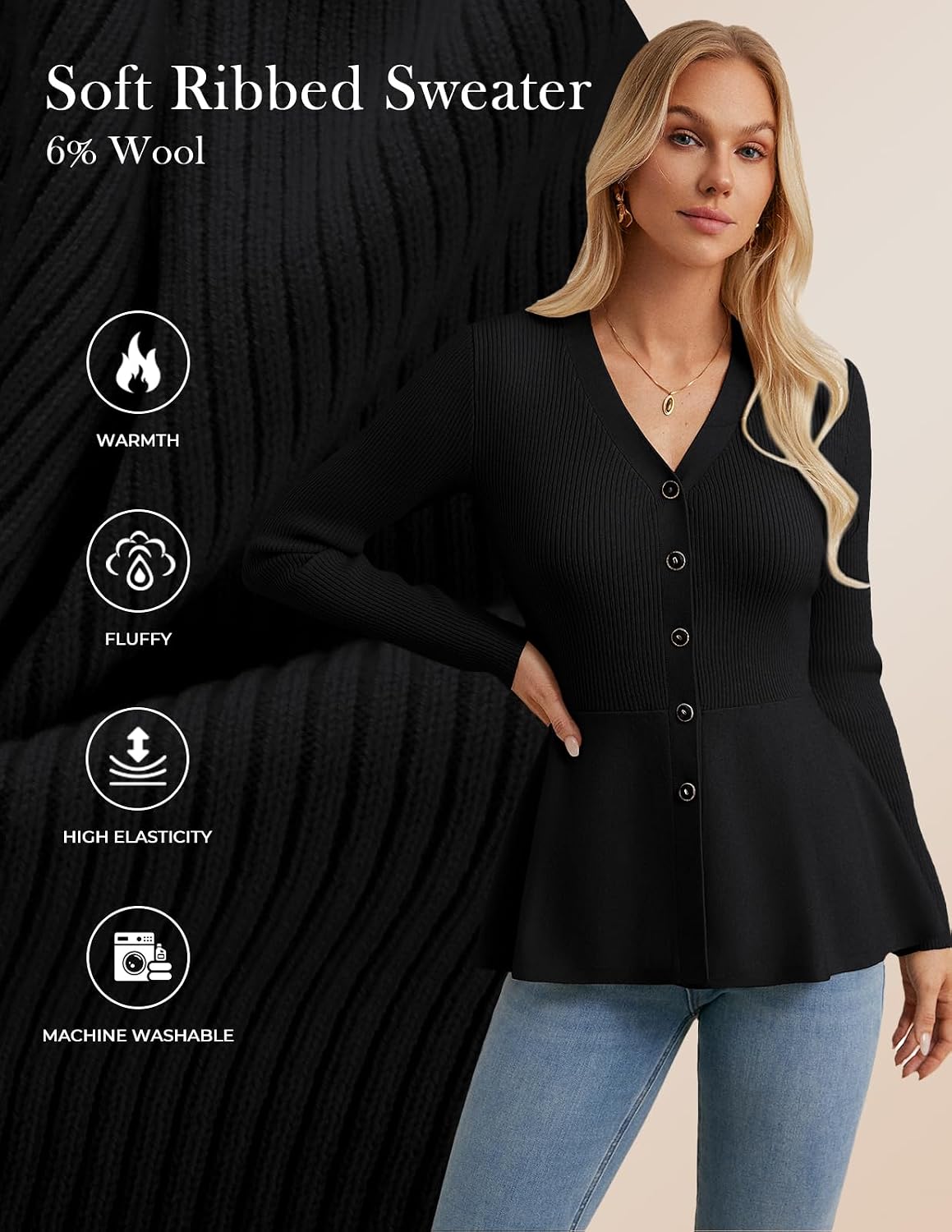 Detalle de Grace Karin Long Sleeve Cardigan Sweater Blazer