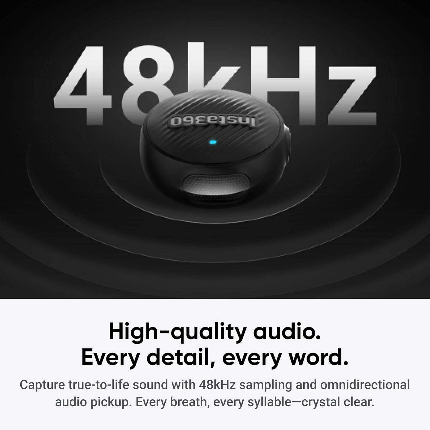 Detalle de Insta360 Mic Air (1 TX + 1 RX) wireless noise-cancelling microphone for USB-C phones, PC and Mac