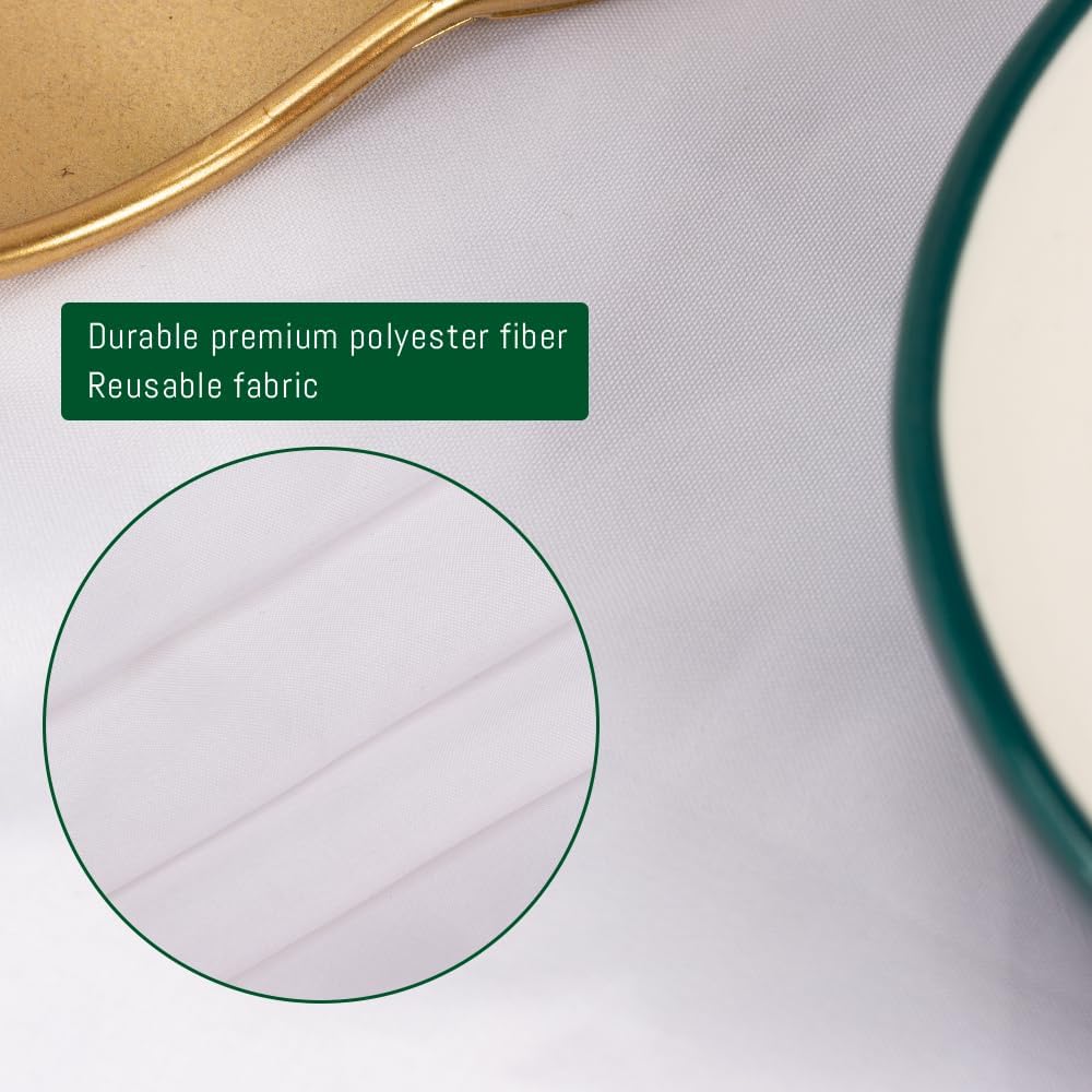 Detalle de DAKKIONY 10-Pack Round Tablecloths, 120-Inch White, Wrinkle-Resistant & Stain-Resistant Polyester