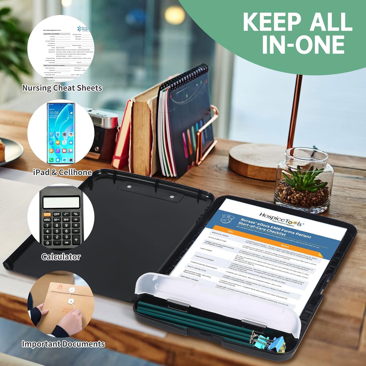 Detalle de DMFLY Clipboard with Storage (A4) with Low-Profile Metal Clip and Pen Compartment