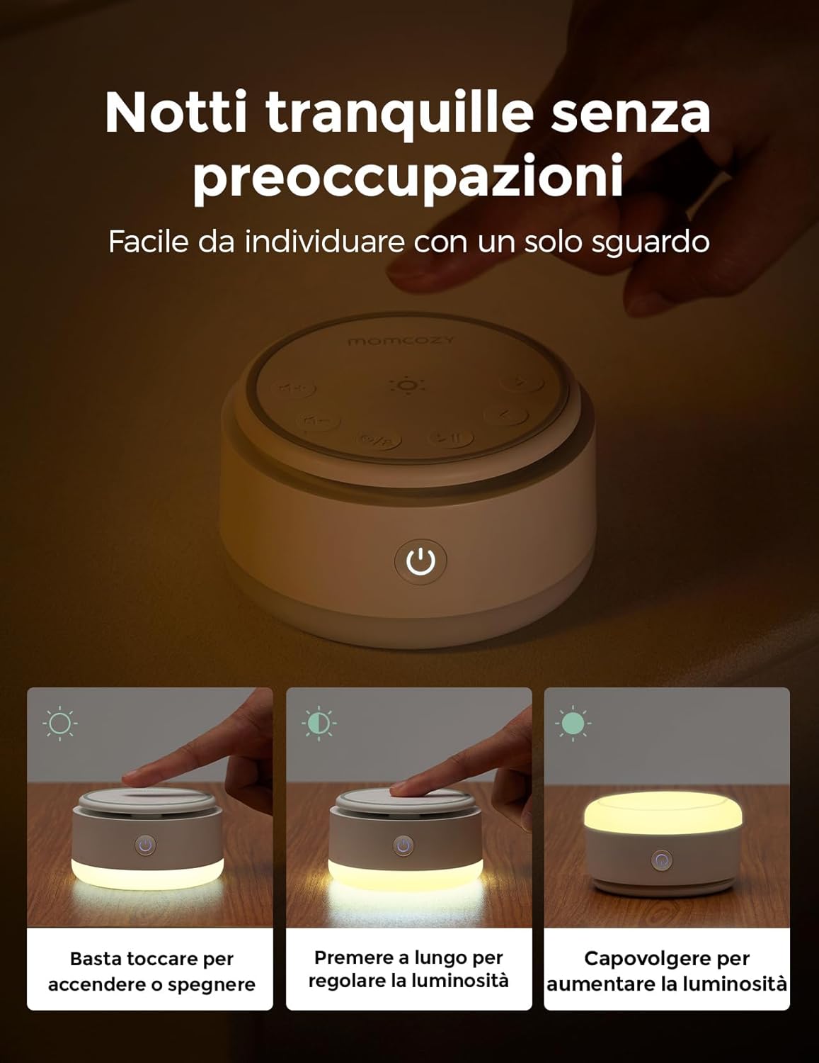 Thumbnail 2 de Momcozy Macchina per il rumore per bambini con 20 suoni calmanti e luce tattile (giallo)