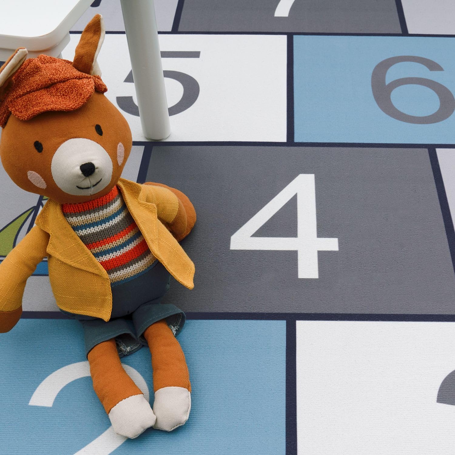 Detalle de TT Home Kinderzimmerteppich 100×200 cm, Grau – rutschfest, maschinell gewebt, 100% Polyester