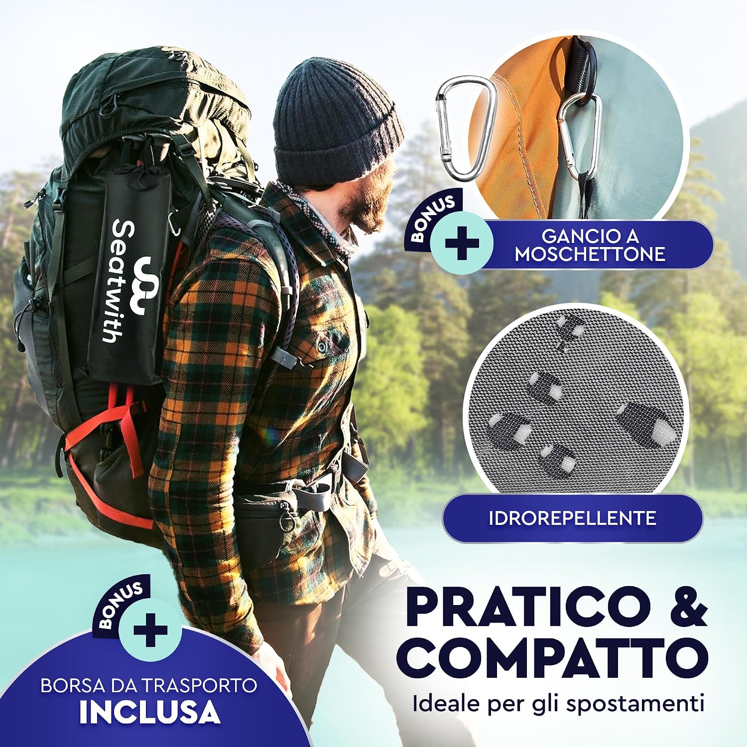 Thumbnail 2 de Seatwith Cuscino da Stadio Pieghevole 35x35 cm: comfort portatile per outdoor