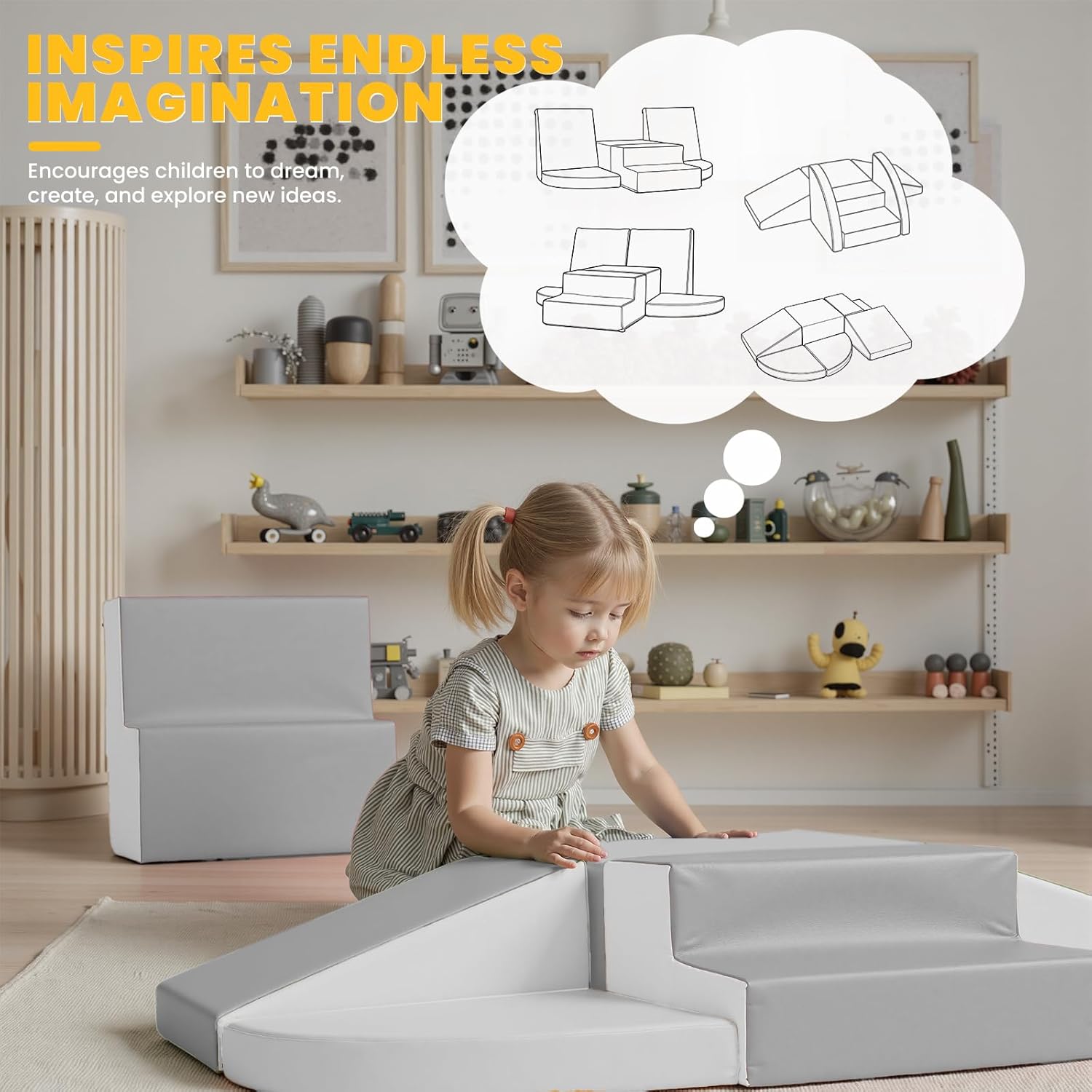 Thumbnail 5 de Hoohtoot Soft Foam Climbing Blocks for Toddlers: 6-Piece PU Leather Play Set