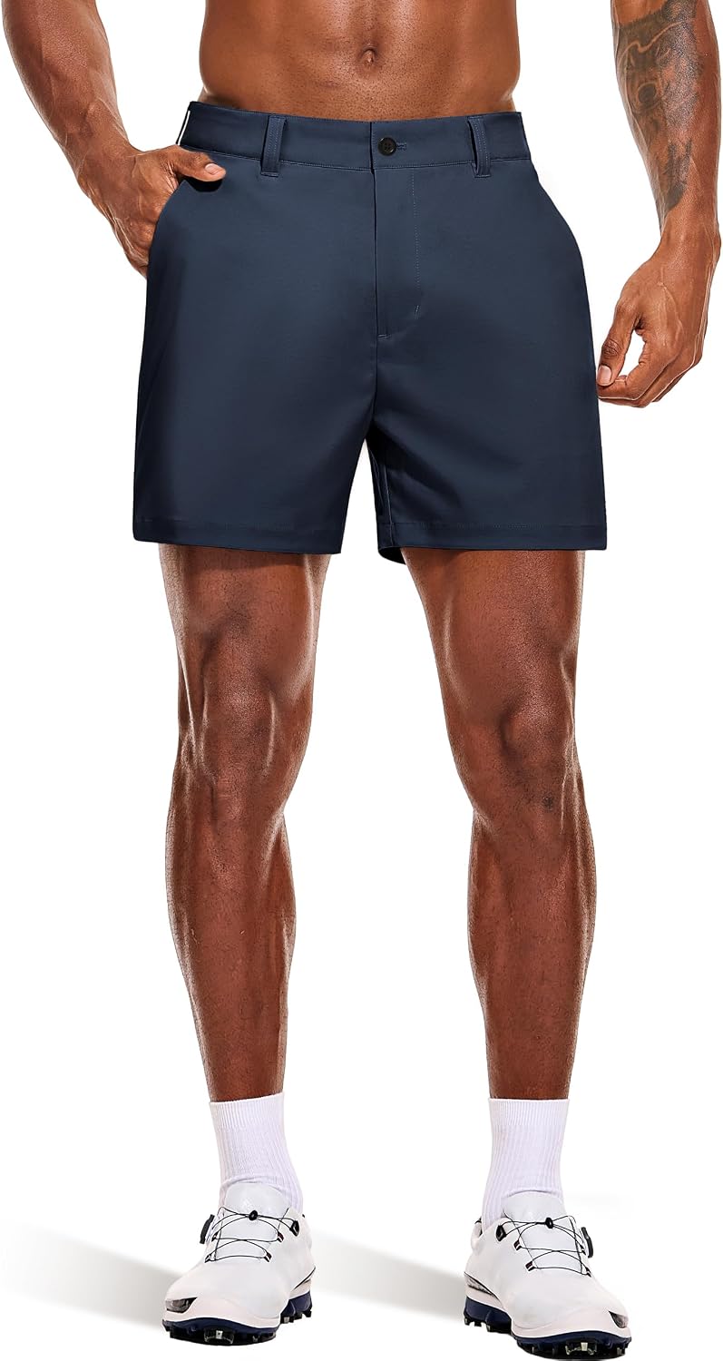 Detalle de PULI Men's Golf Dress Shorts Flat Front Hybrid 7 Inch