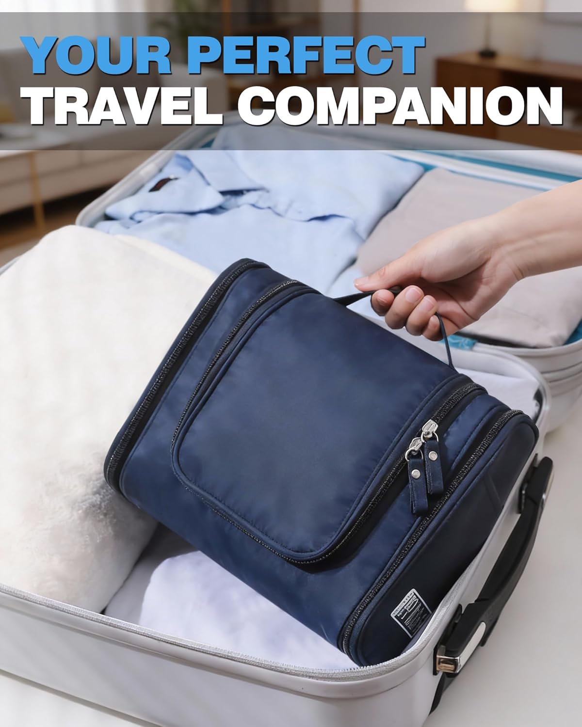Thumbnail 6 de FitDA Hanging Toiletry Bag for Men and Women (24 × 20 × 10 cm) – Travel Wash Bag and Cosmetic Organizer, Blue