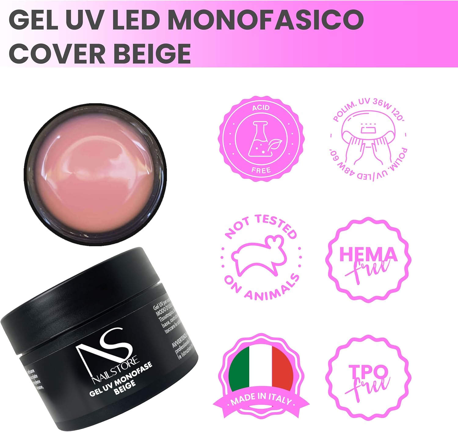 Thumbnail 2 de Nail Store Gel UV LED Costruttore Monofasico Cover Beige – Builder Camouflage 30 g: equilibrio tra camouflage e lavorabilità