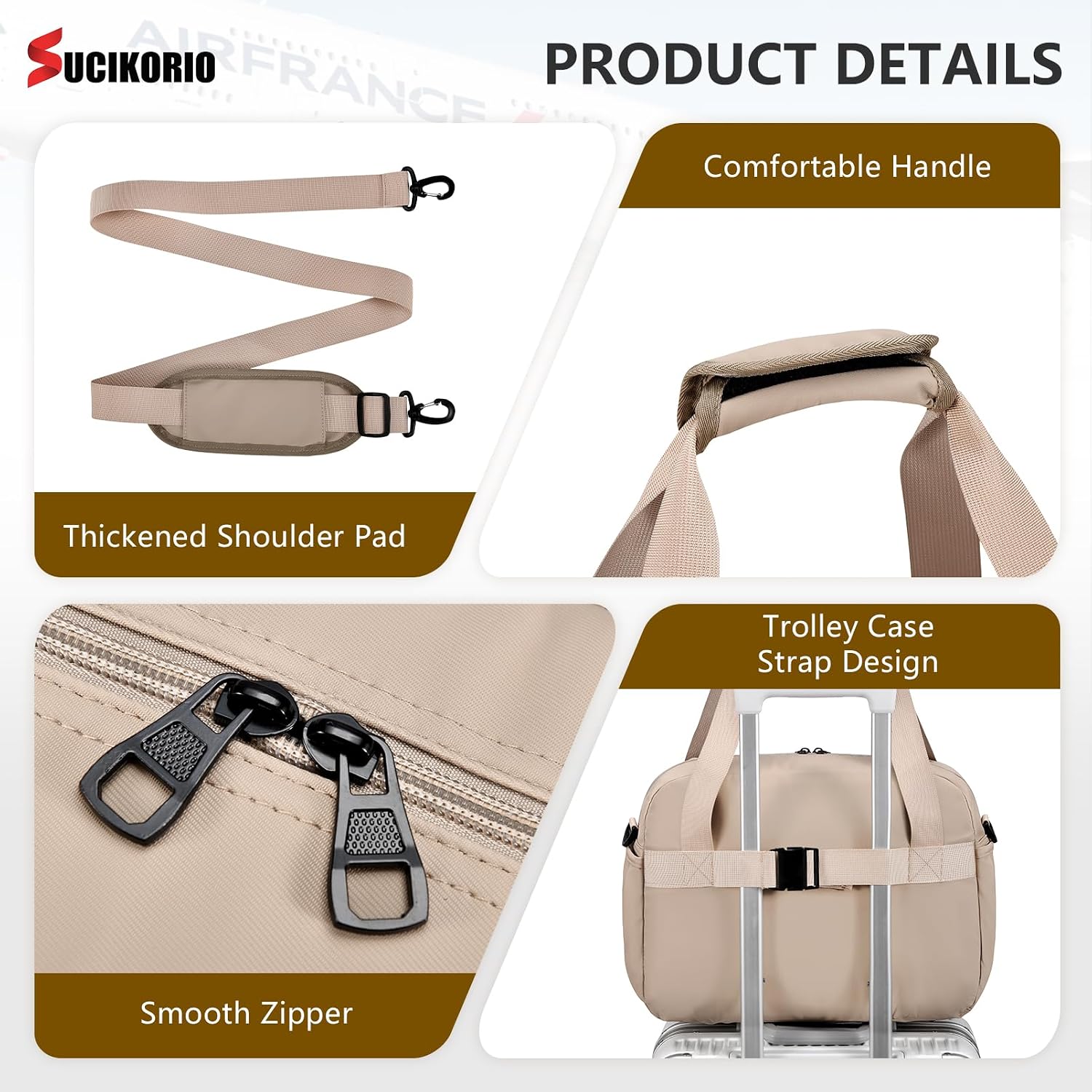 Detalle 2 de SUCIKORIO borsa da viaggio impermeabile 40x30x15 cm, 18L – bagaglio a mano con tasca bagnata