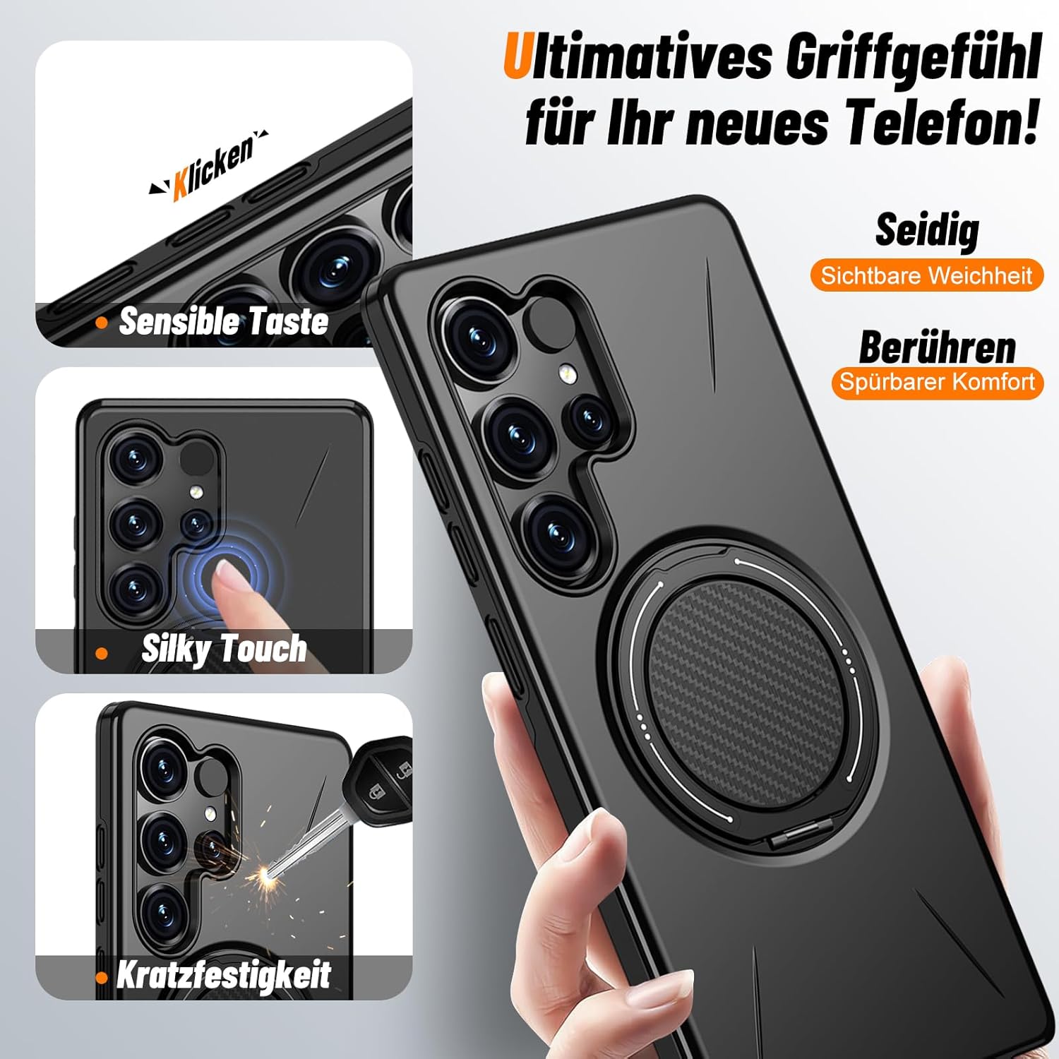 Detalle de Vanki Hülle für Samsung Galaxy S25 Ultra – Magnetisch kompatibel, 360° Ständer und Doppel-Schutz