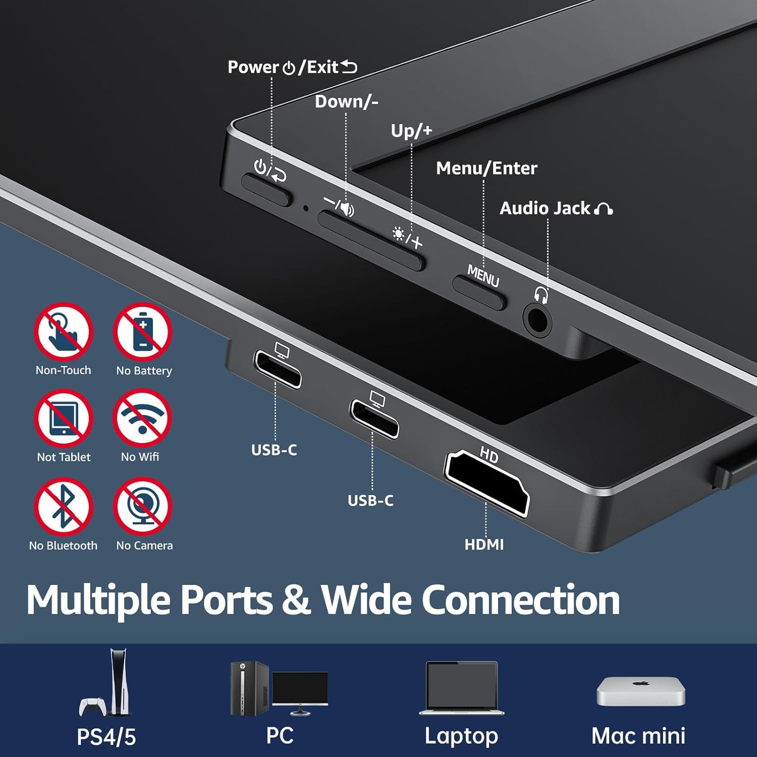 Detalle de cocopar Portable Monitor 15.6" FHD 1080p – a practical 2nd screen for laptops