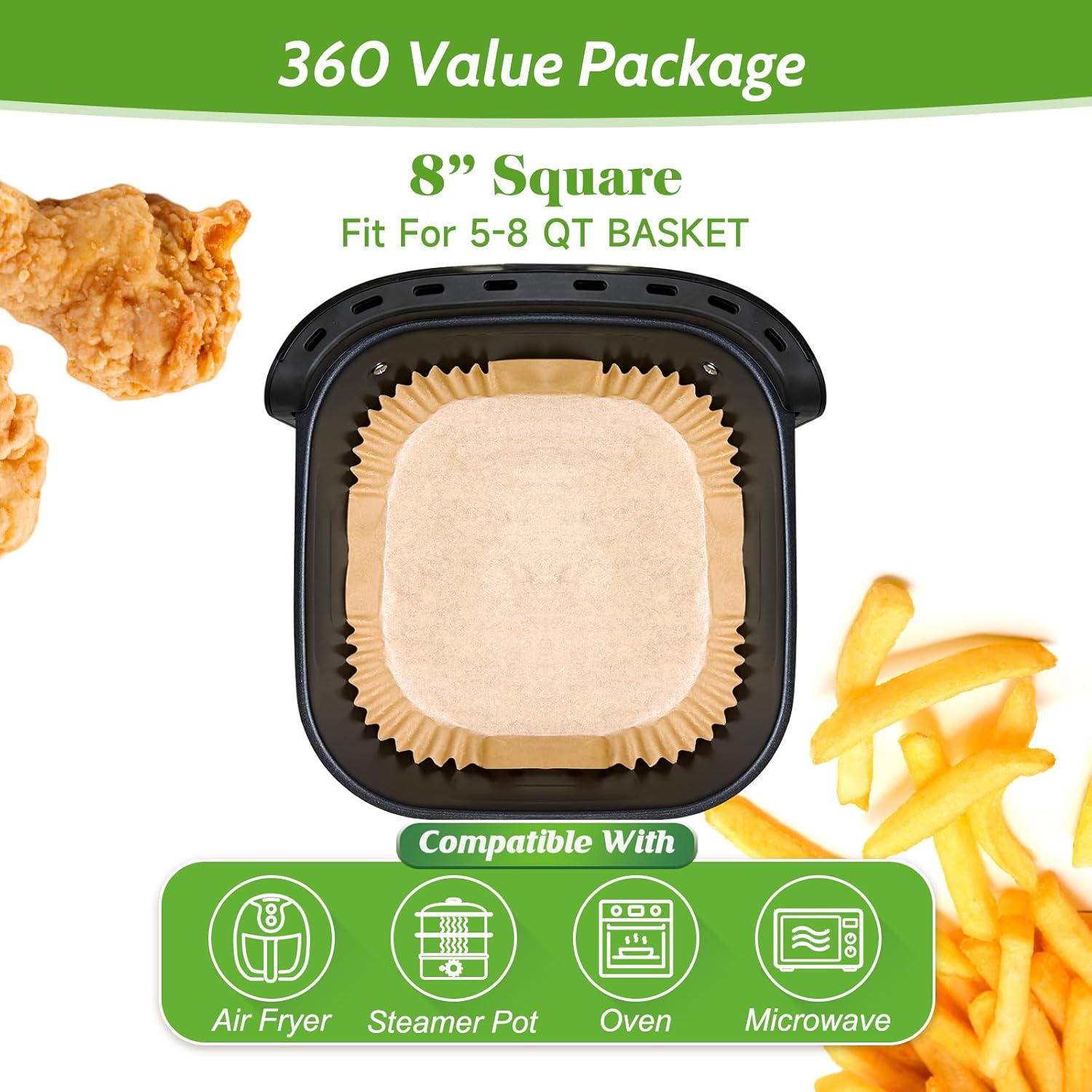 Detalle 2 de Tripho 360pcs 8" Air Fryer Paper Liners 🧾