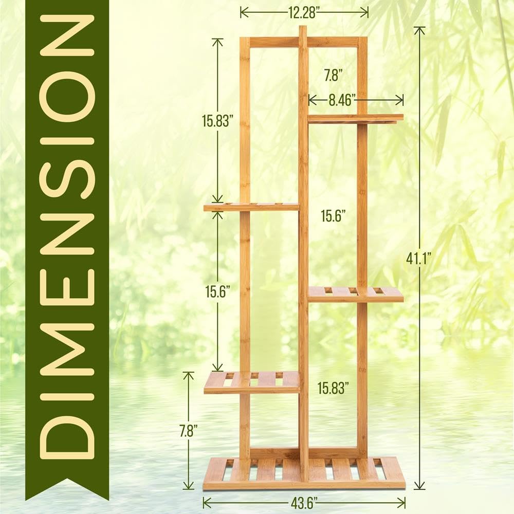 Detalle 2 de SereneLife Bamboo 6 Tier Plant Stand