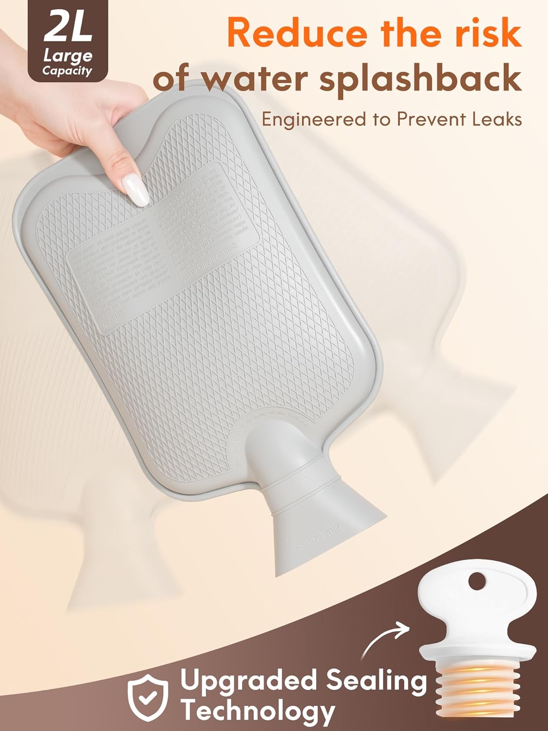 Thumbnail 2 de MUPAS Wärmflasche mit Kängurutasche & Vliesbezug (2L) – für kalte Hände, Füße und den Rücken