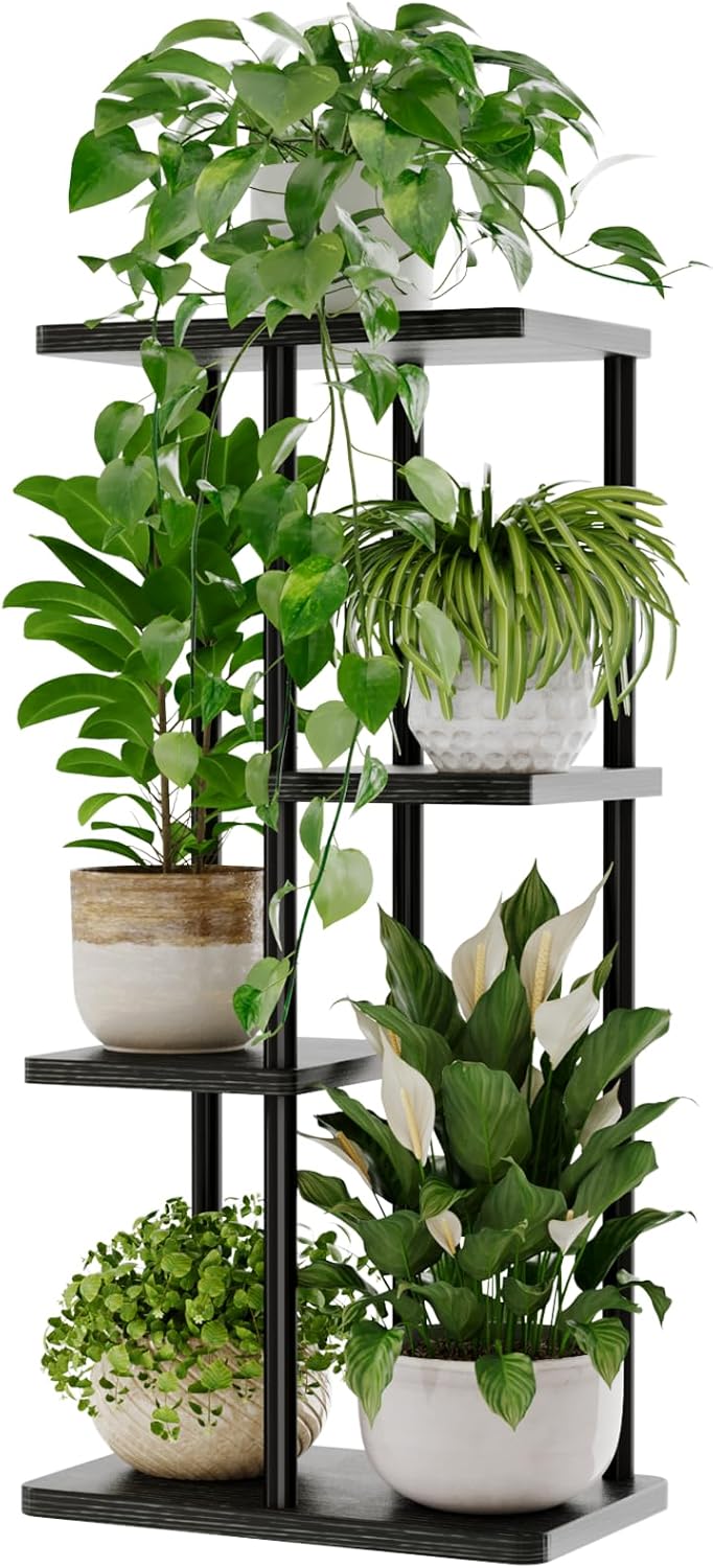 Thumbnail 6 de Bamworld 7 Tier Plant Stand (Indoor Corner Shelf) in Black – Metal Tiered Display for Multiple Pots