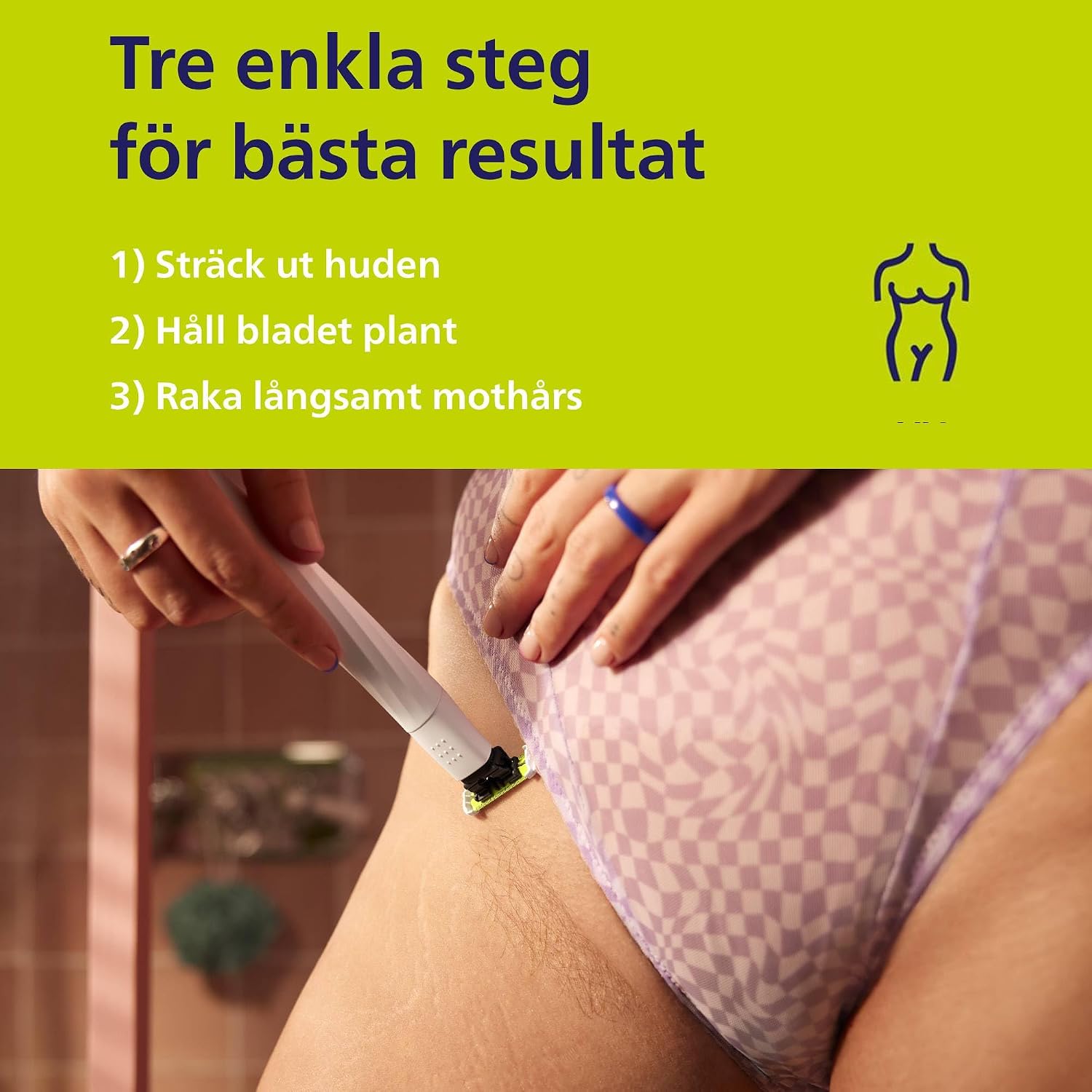 Detalle de Philips OneBlade Intimate QP1924/28 intimtrimmer med SkinProtect-blad och 3 mm-kam