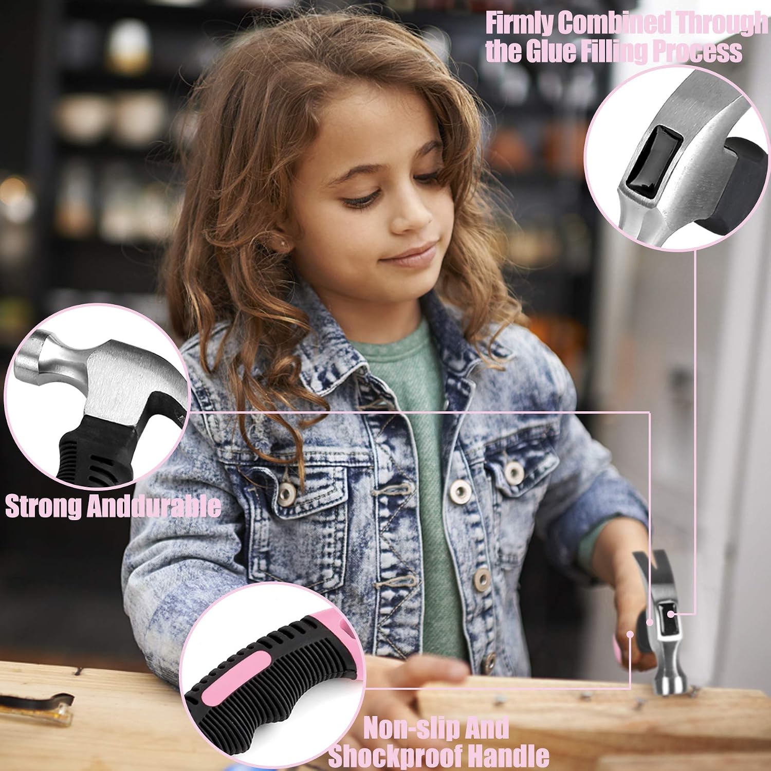 Detalle de KURUI 750061118 Picture-Hanging Nail Kit with 8oz Pink Hammer
