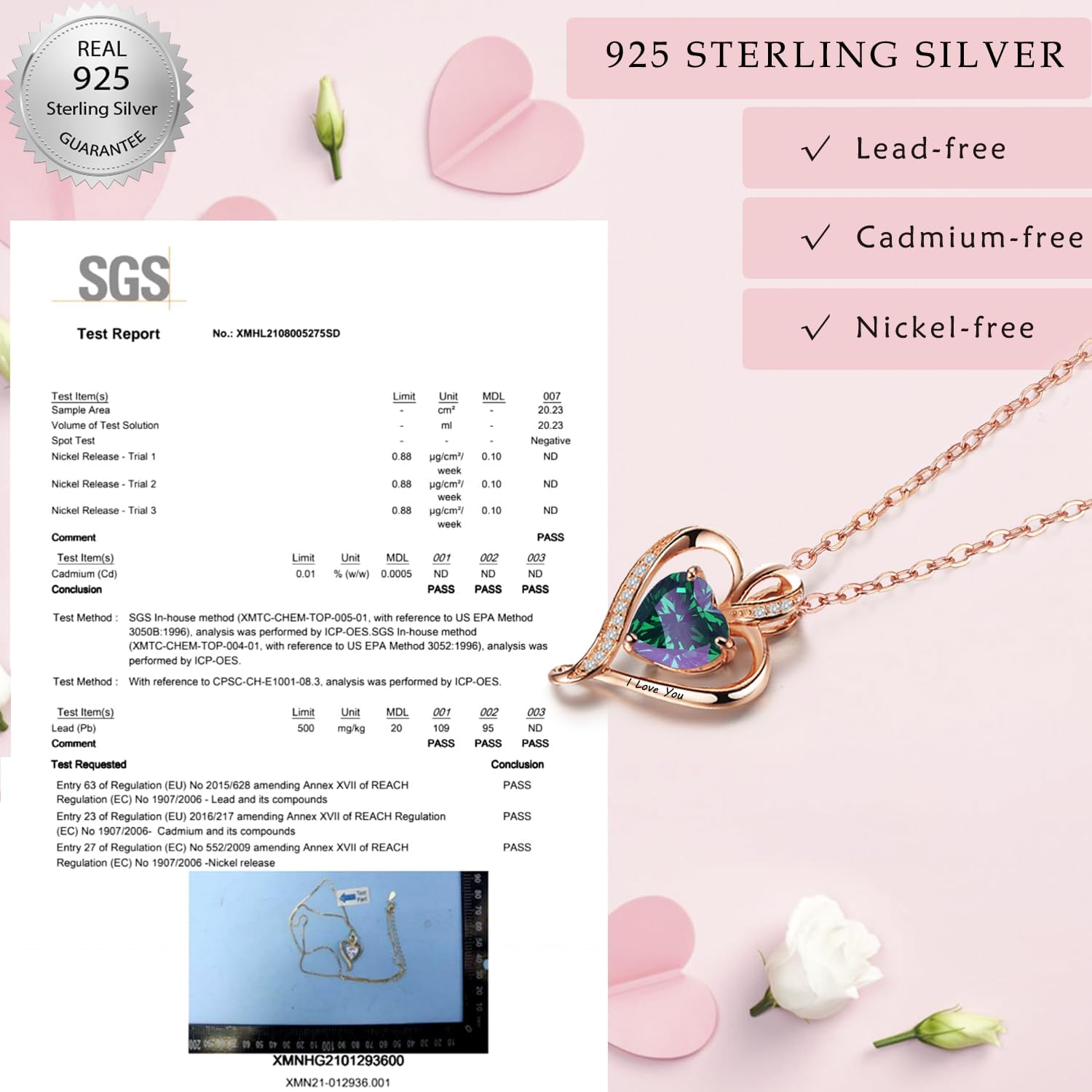 Detalle 2 de LAVUMO collier argent 925, I love you