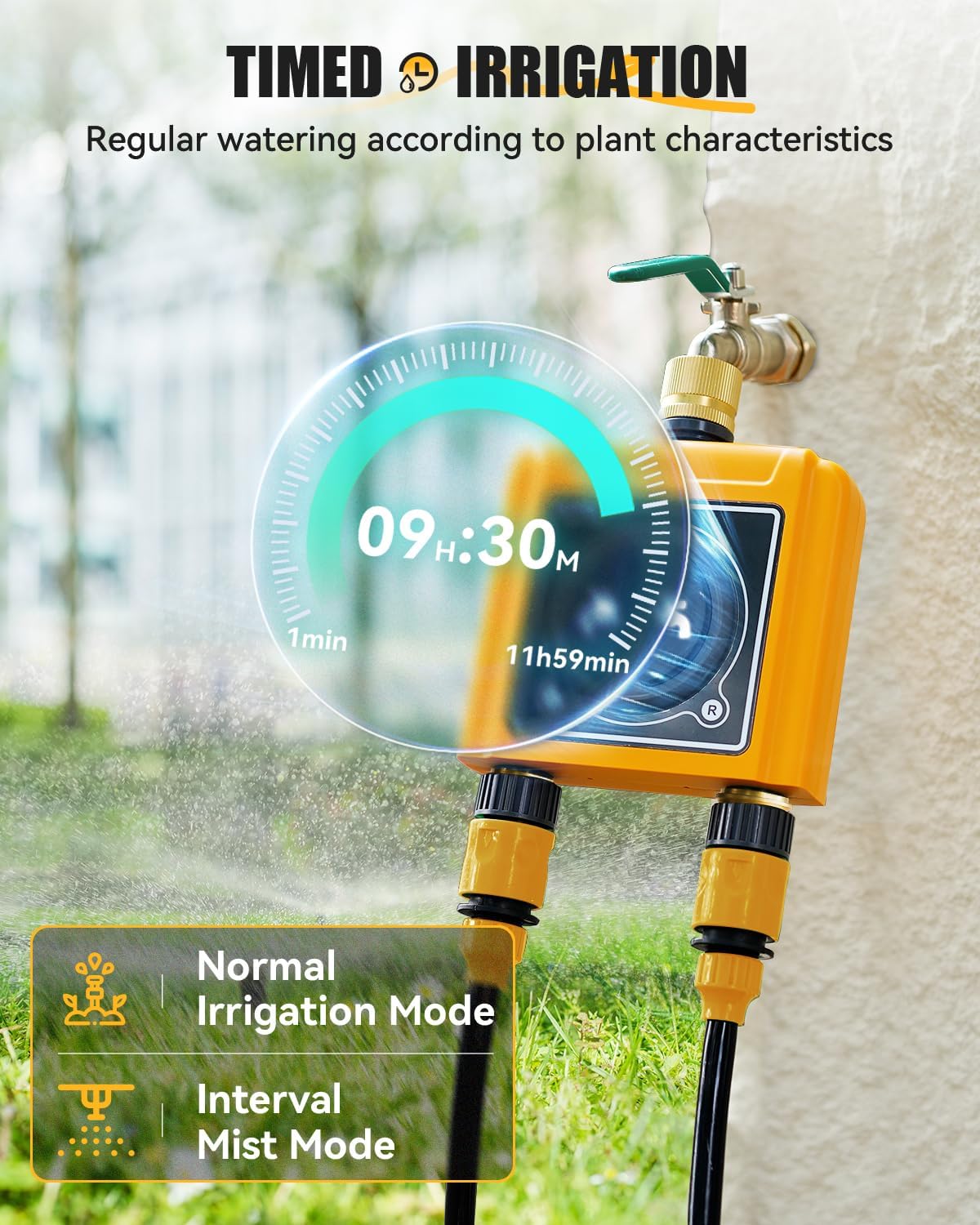 Thumbnail 2 de RAINPOINT Bewässerungscomputer WLAN 2 Ausgänge – Messing-Einlass/Auslass, intelligenter Wassertimer für Gartenschlauch