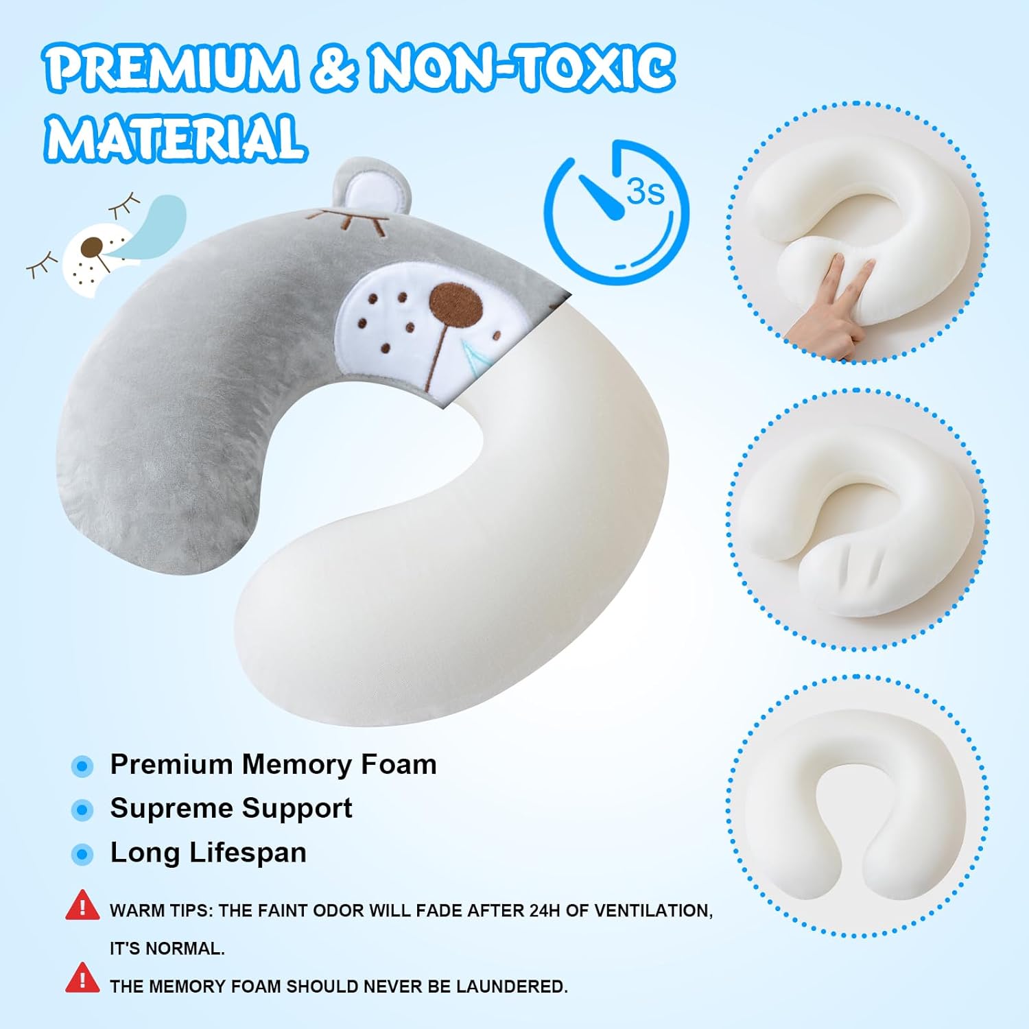 Thumbnail 4 de Cirorld Kids Travel Pillow: Plush Memory Foam Neck Support with Sleep Mask for Travel