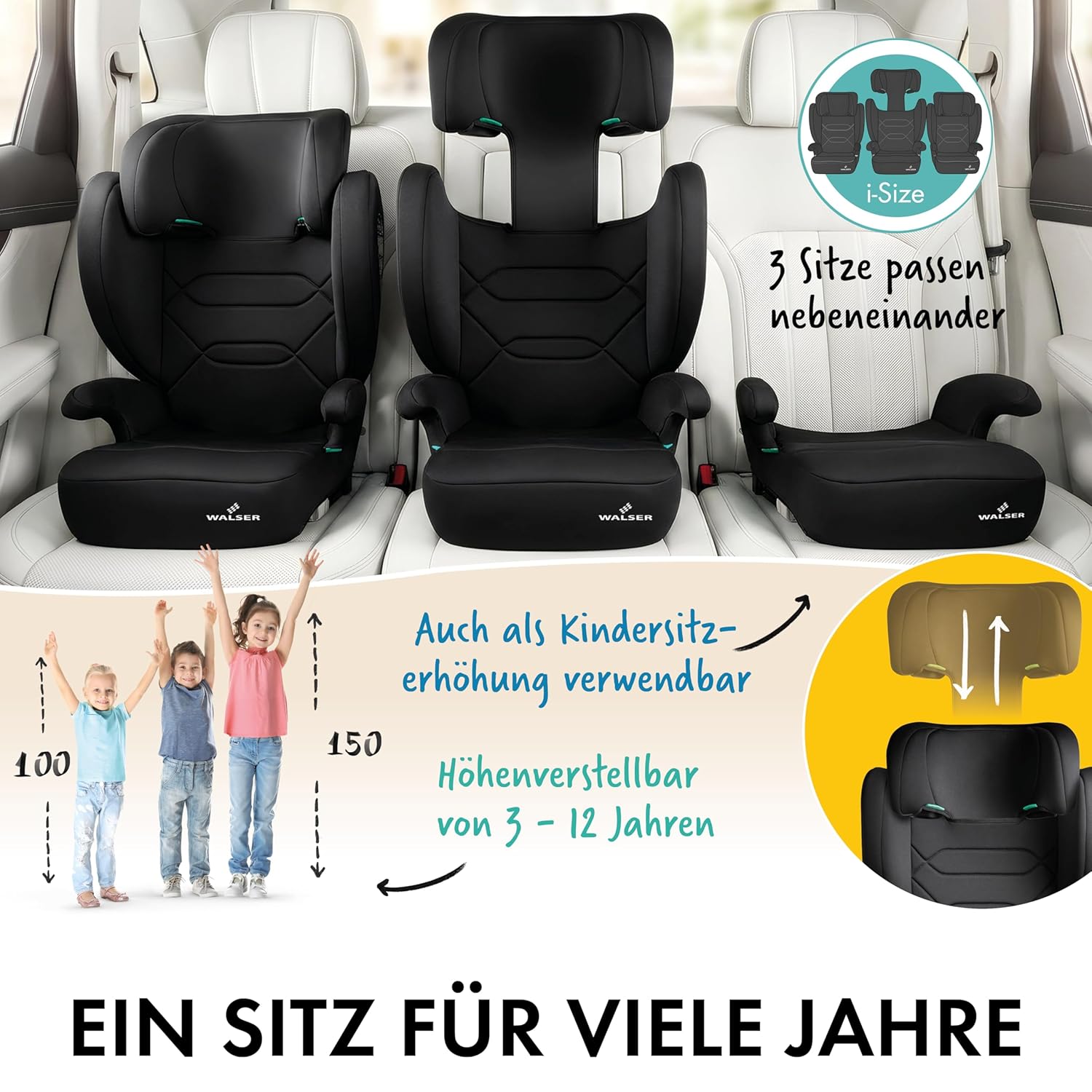 Detalle de WALSER Premium Kindersitz Numa 2in1 – unbequeme Bequemlichkeit trifft Sicherheit
