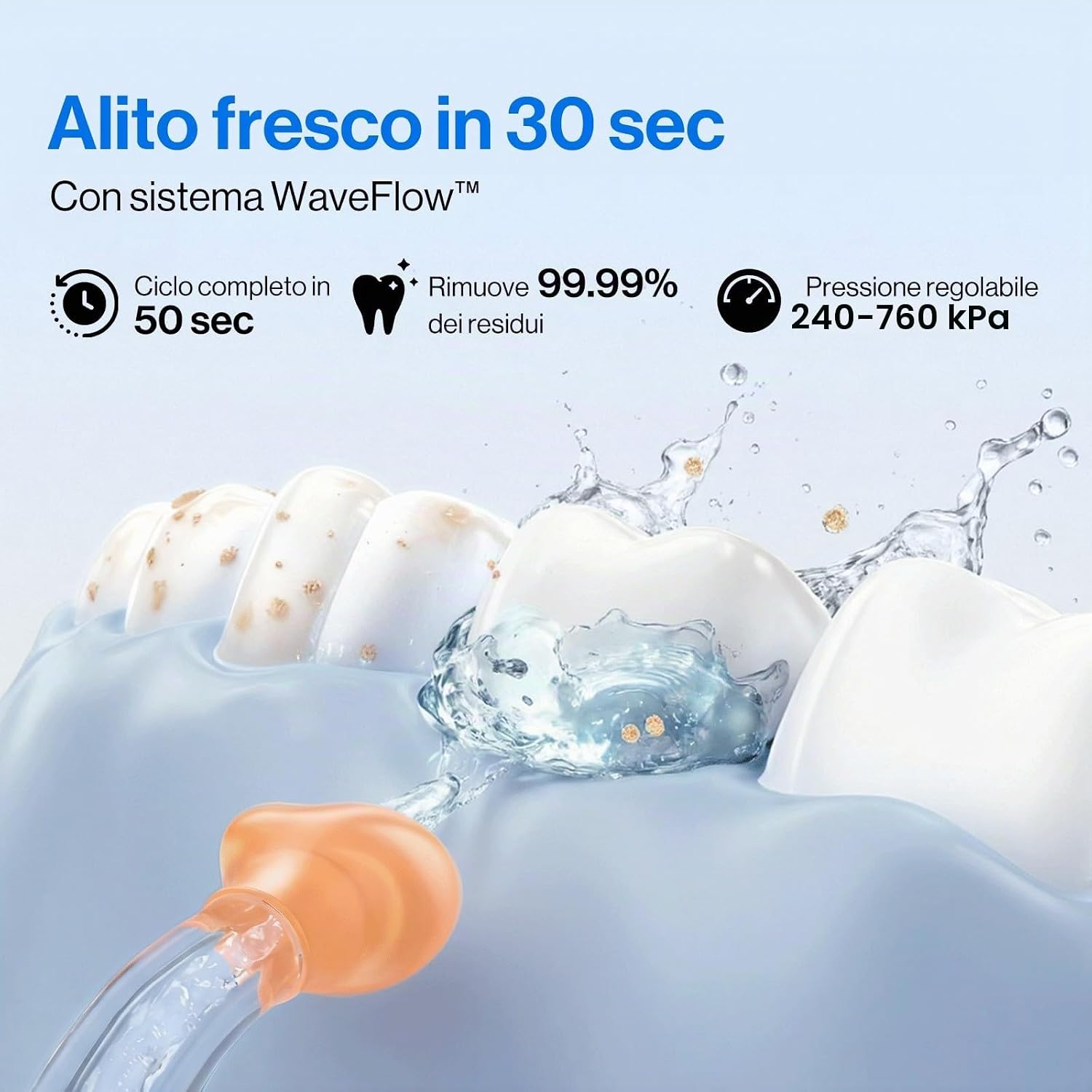 Detalle 2 de usmile C10 irrigatore orale portatile con batteria fino a 95 giorni e 4 modalità di pulizia